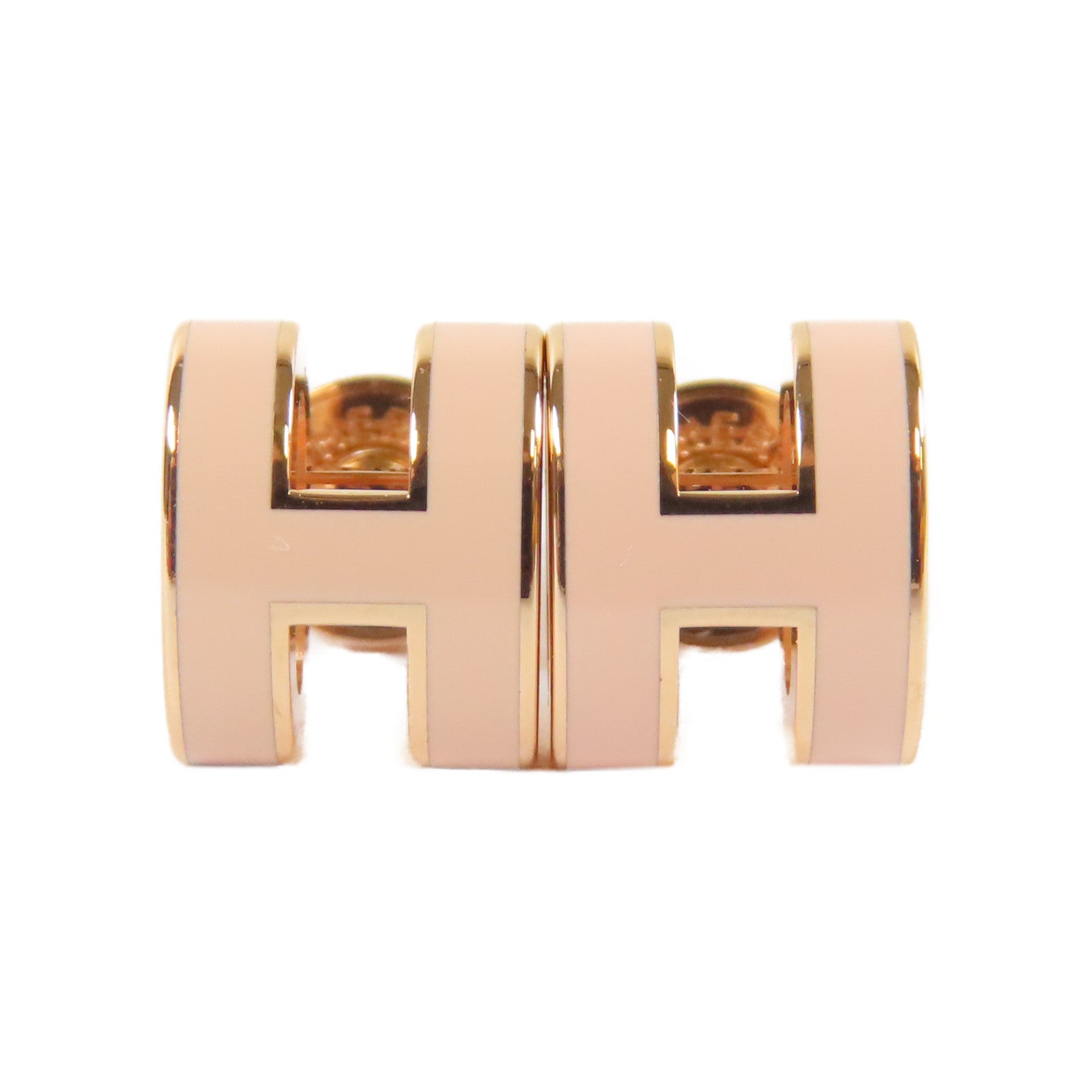 HERMES 金屬Mini Pop H Earrings耳環金色/粉紅色