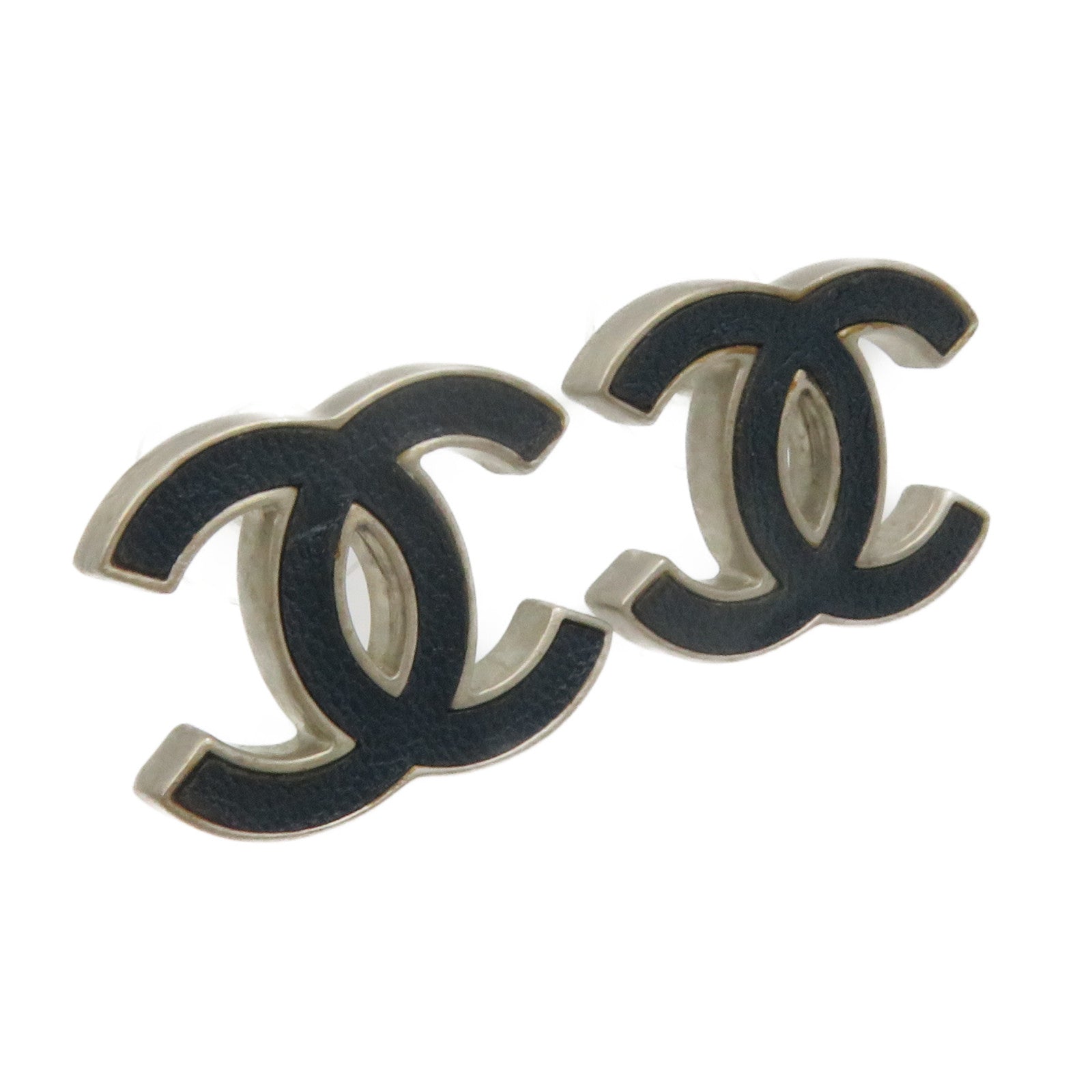 CHANEL 金屬CC Earrings耳環藍色/銀色