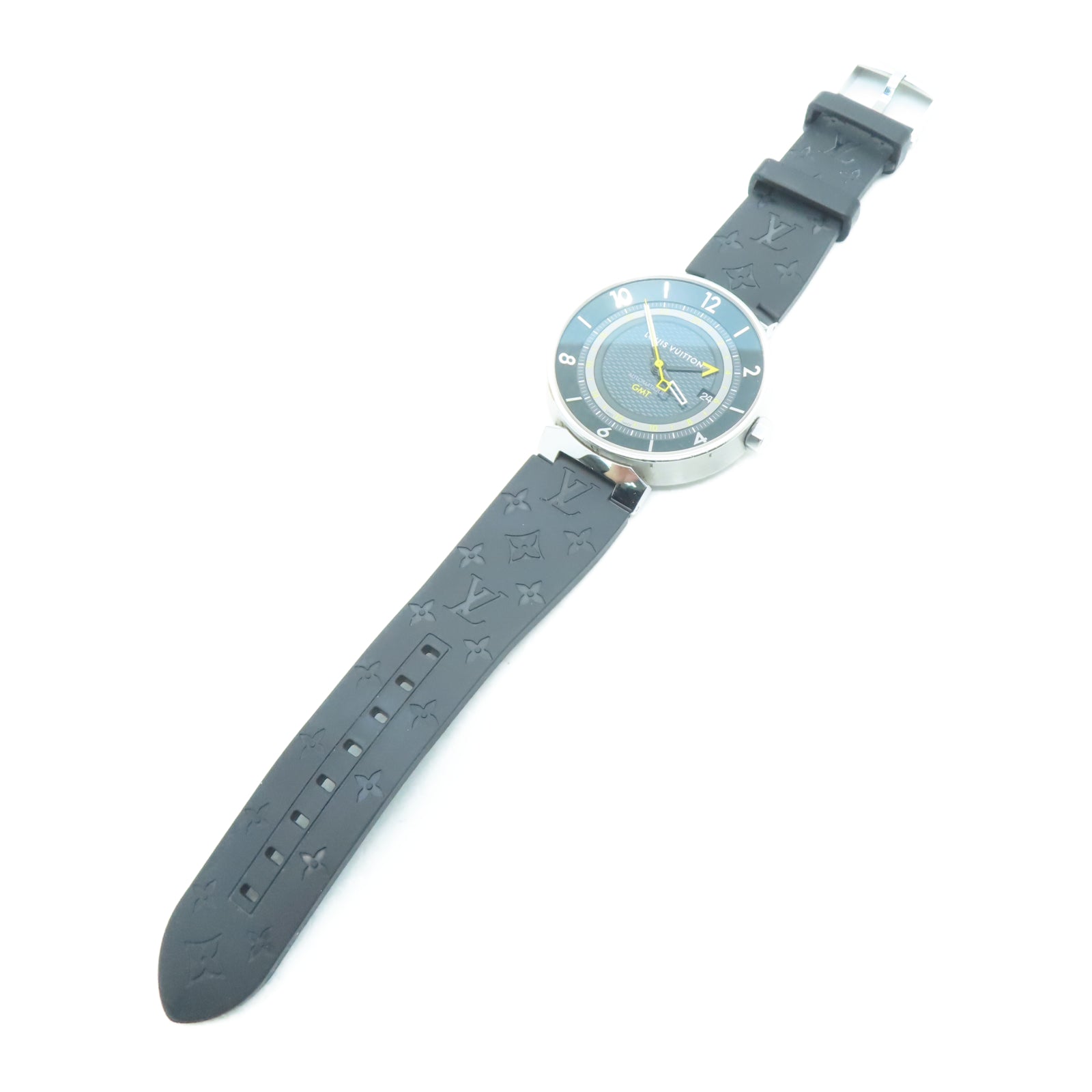 LOUIS VUITTON Tambour Moon GMT不鏽鋼手錶自動機芯黑色