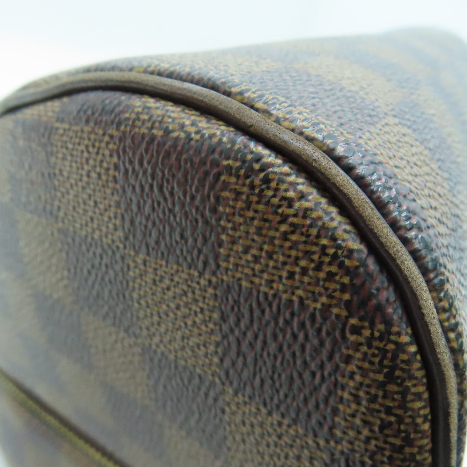 LOUIS VUITTON Damier Ribera MM Handbag gold buckle handle bag brown N41434