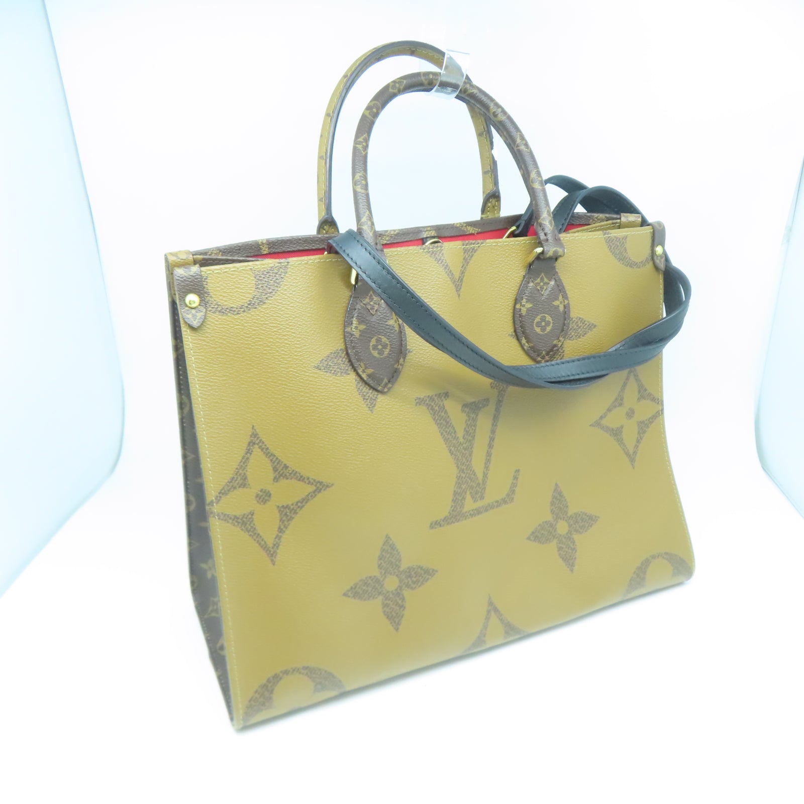 LOUIS VUITTON Monogram Giant On The Go MM金扣手挽肩背兩用袋棕色