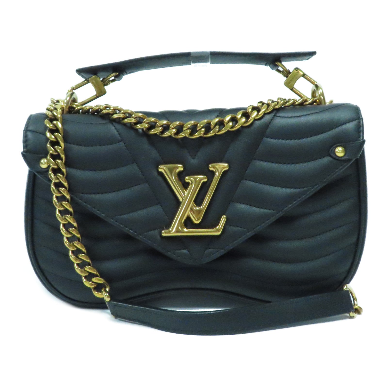 LOUIS VUITTON 牛皮皮革New Wave MM金扣手挽肩背兩用袋黑色