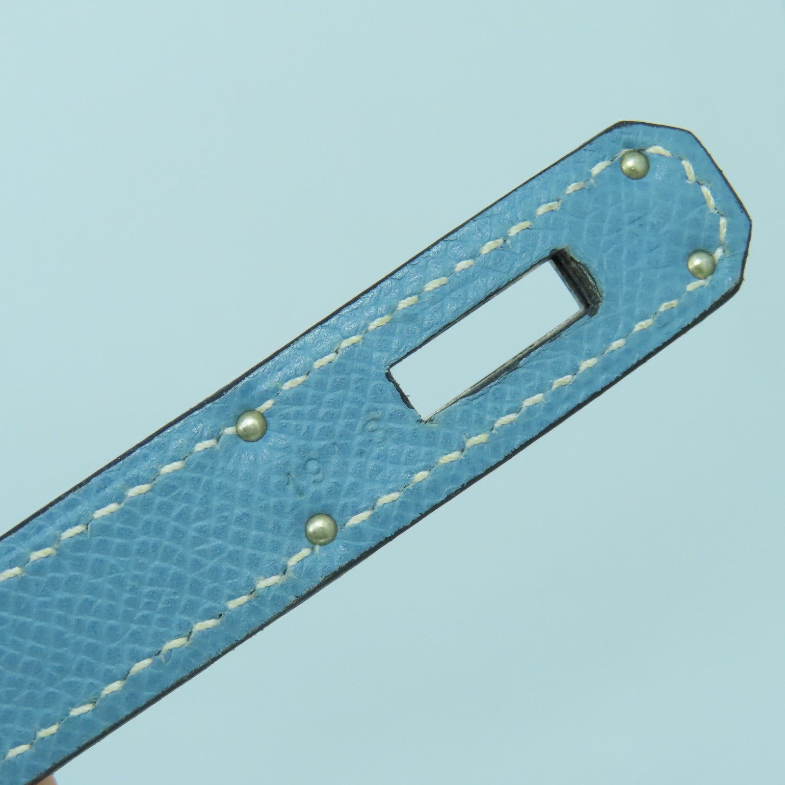HERMES 【激減優惠】Epsom皮革Kelly 35銀扣手挽肩背兩用袋牛仔藍