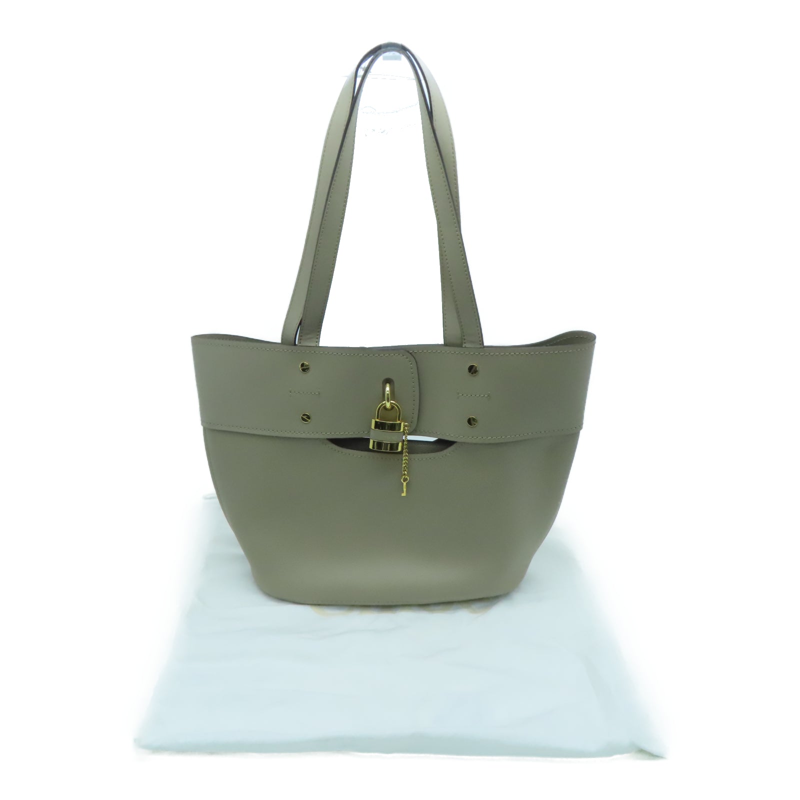 Chloe 牛皮皮革Shoulder Bag金扣肩背袋米色