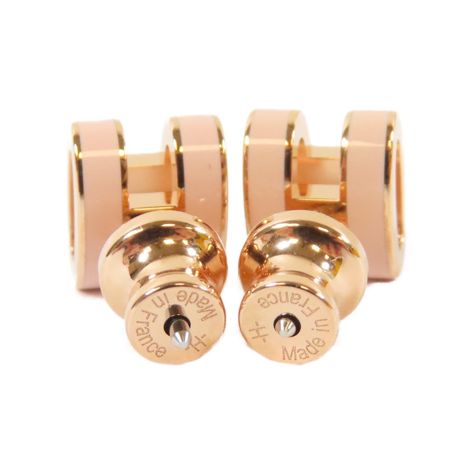 HERMES 金屬Mini Pop H Earrings耳環金色/粉紅色