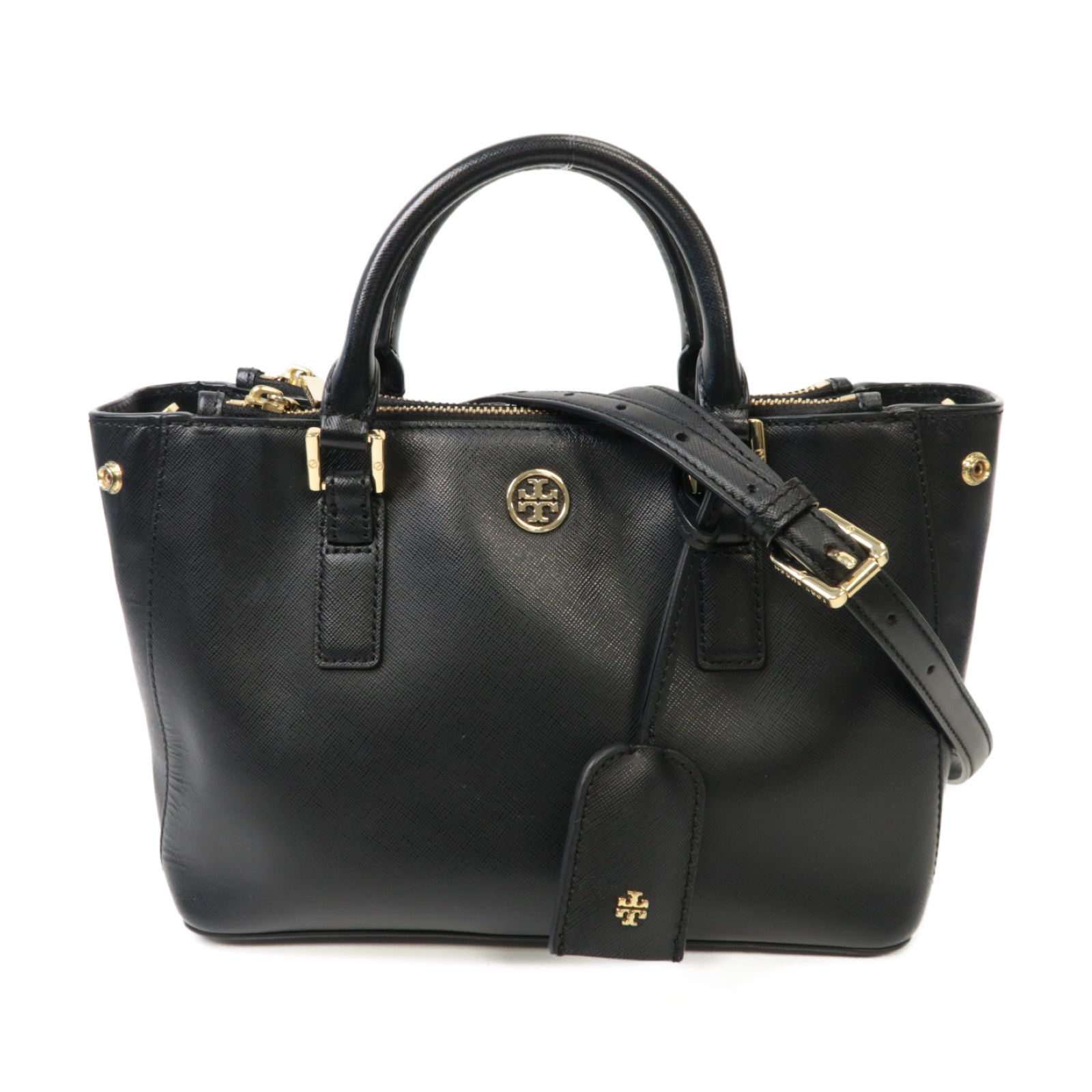 Tory Burch 牛皮皮革2 Way Shoulder金扣手挽肩背兩用袋黑色