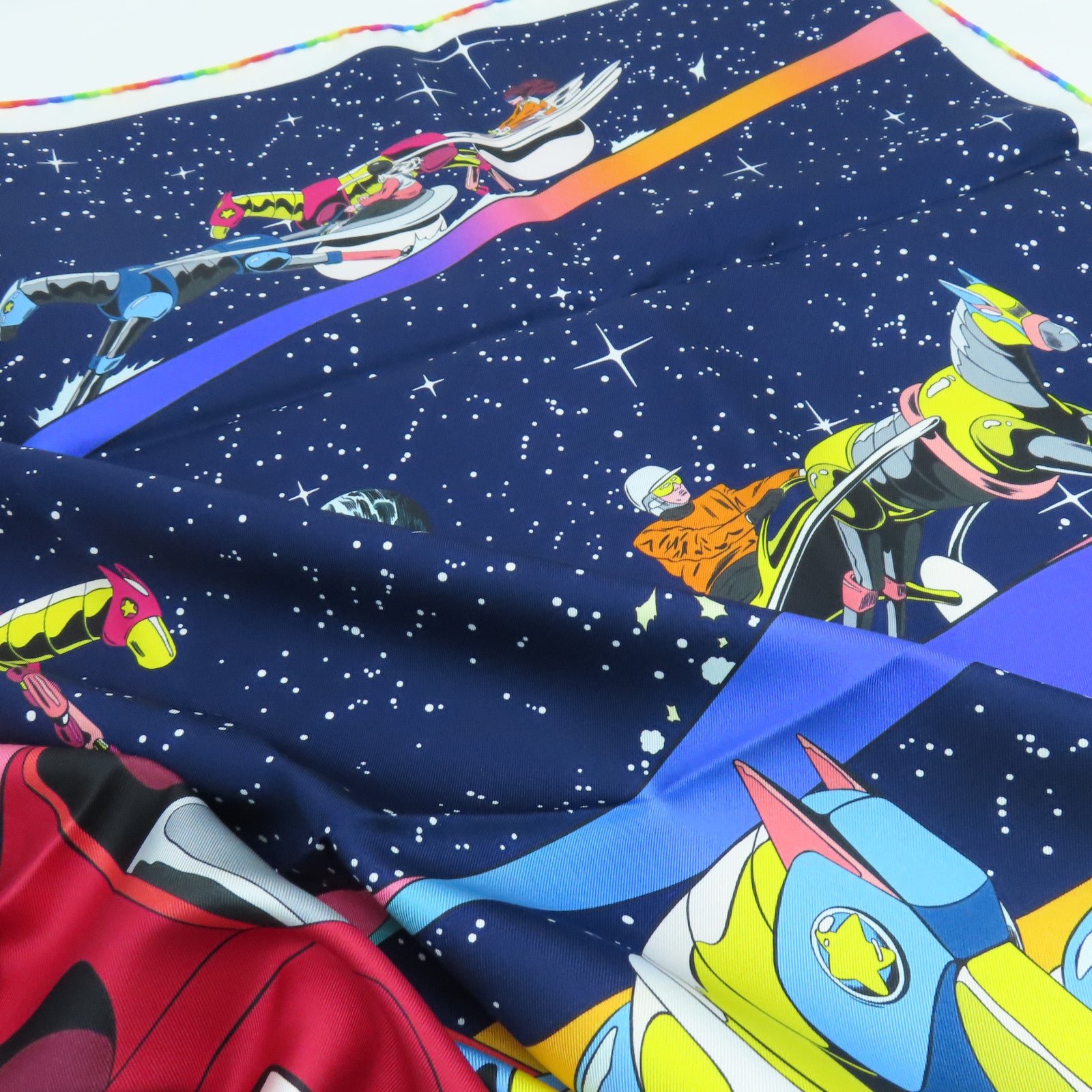 HERMES 絲質Scarf絲巾藍色/綠色