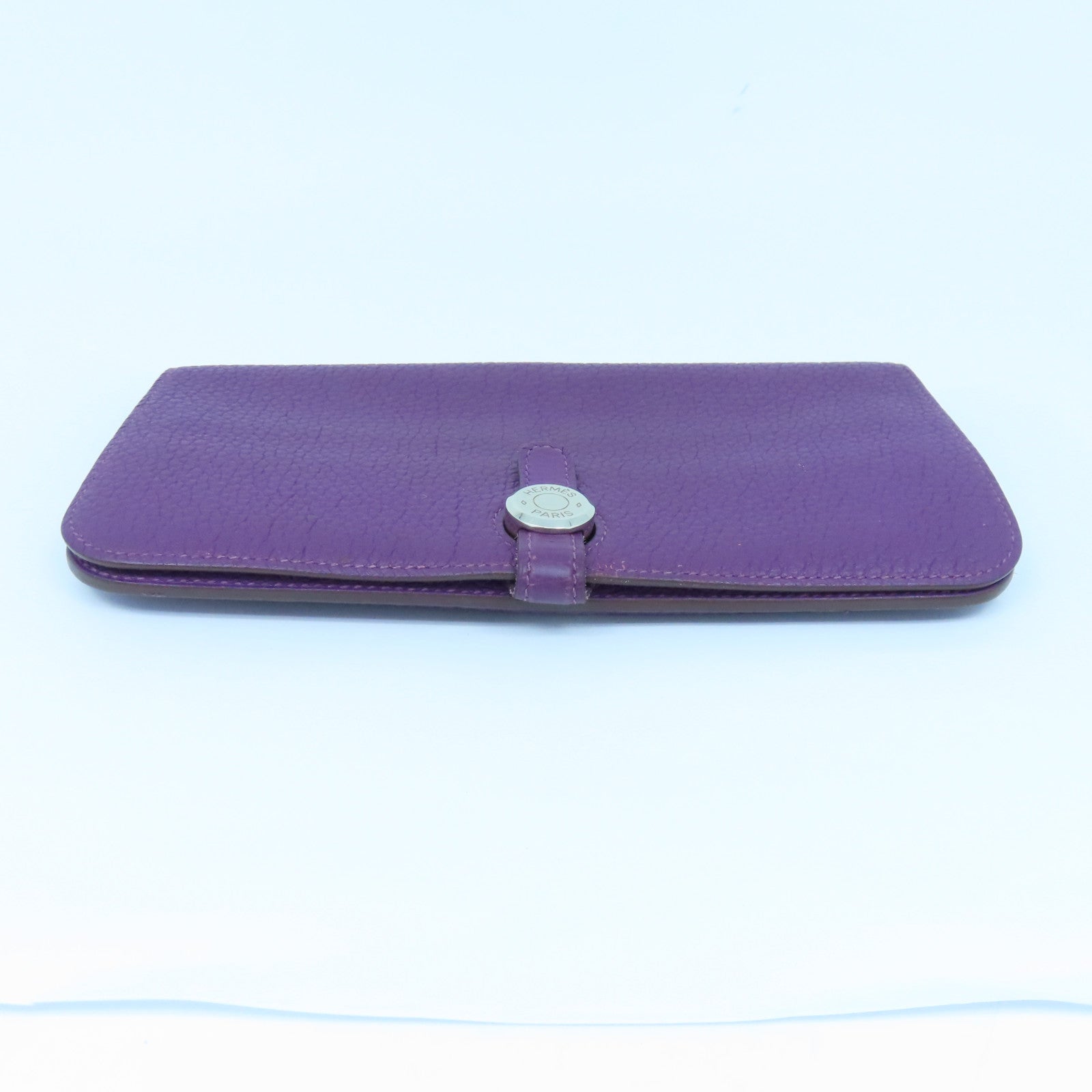 HERMES Togo Leather Dogon GM Silver Buckle Long Wallet Ultra
