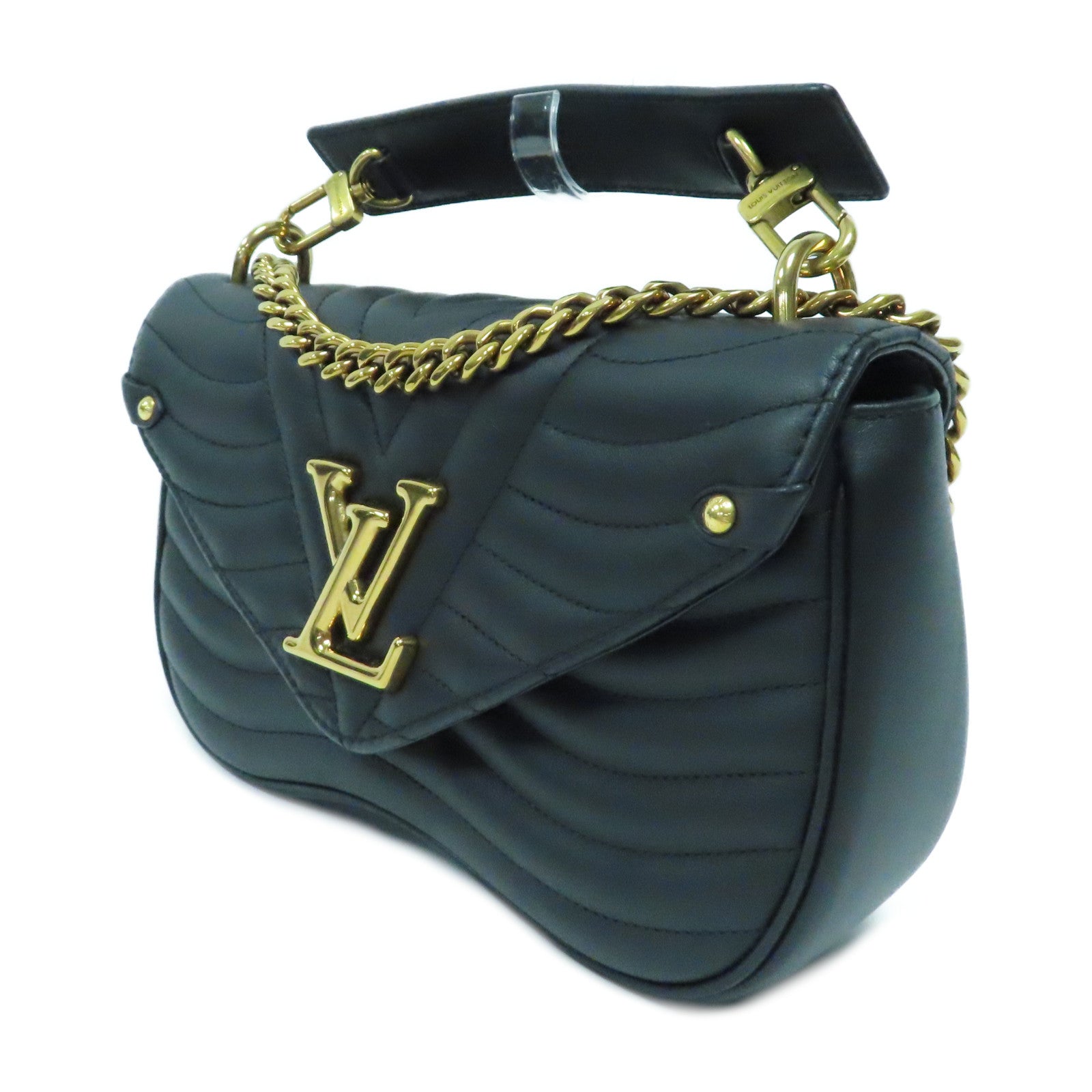 LOUIS VUITTON 牛皮皮革New Wave MM金扣手挽肩背兩用袋黑色