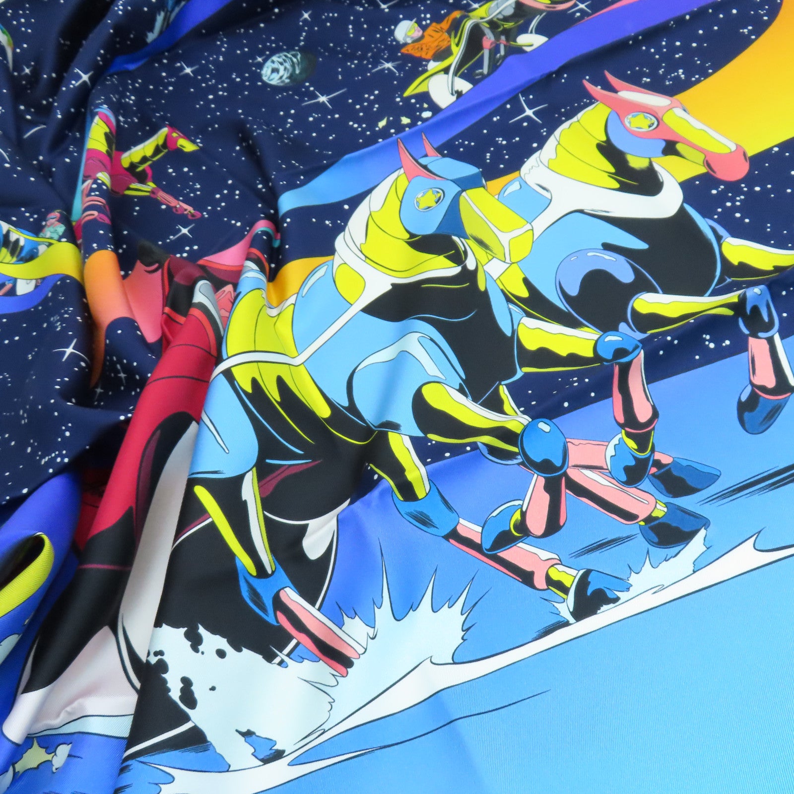 HERMES 絲質Scarf絲巾藍色/綠色