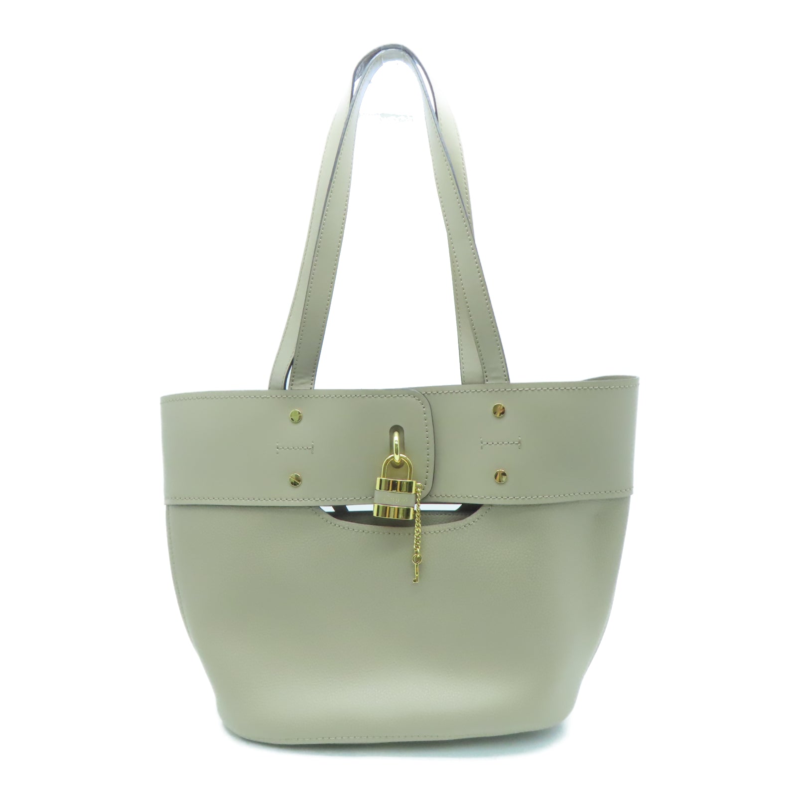 Chloe 牛皮皮革Shoulder Bag金扣肩背袋米色
