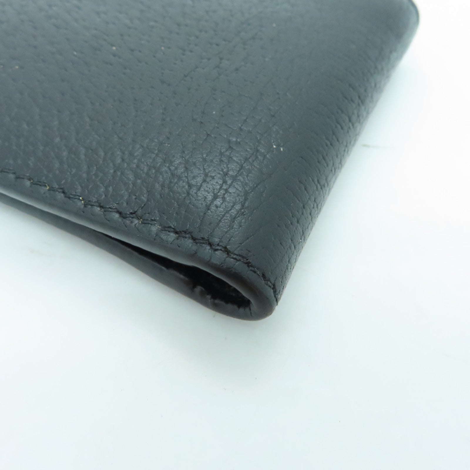 GUCCI Cowhide Leather Wallet Gold Buckle Wallet Black