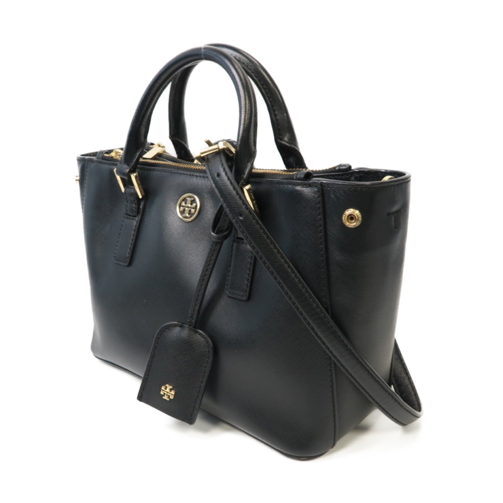 Tory Burch 牛皮皮革2 Way Shoulder金扣手挽肩背兩用袋黑色