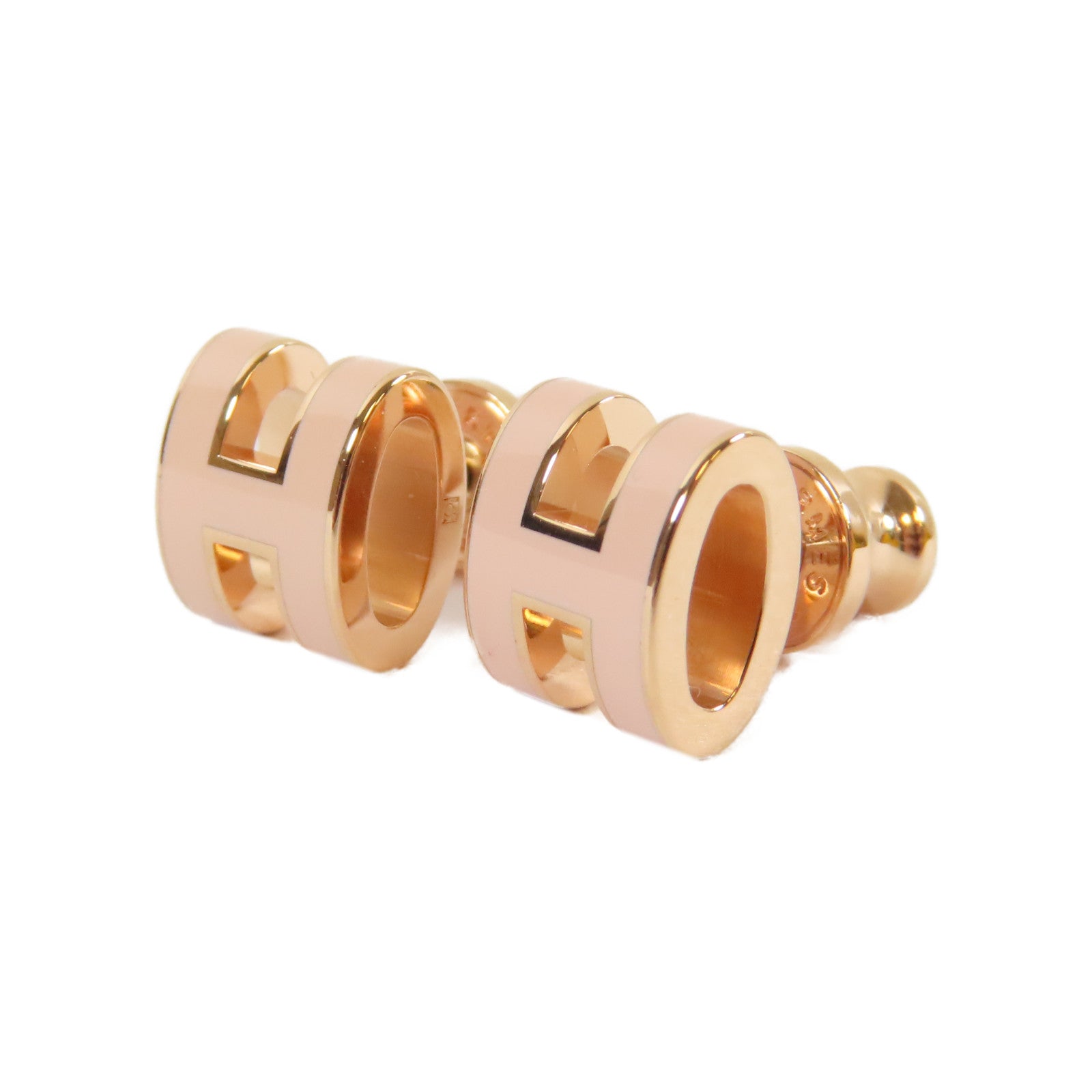 HERMES 金屬Mini Pop H Earrings耳環金色/粉紅色