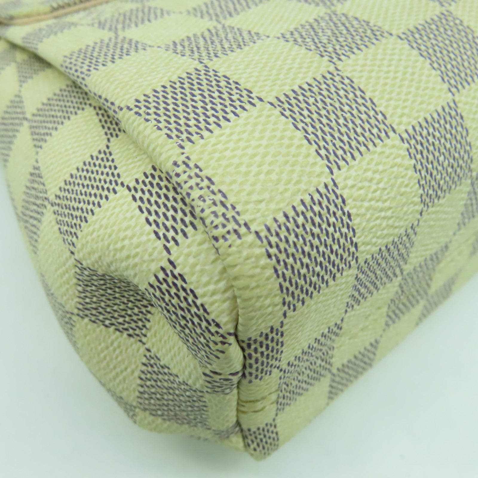 LOUIS VUITTON Damier Azur Croisette金扣手挽肩背兩用袋啡色/白色