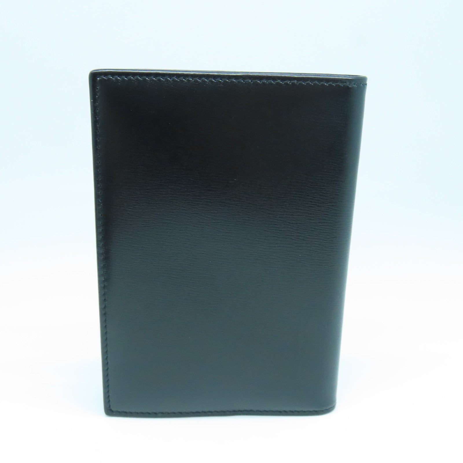 SAINT LAURENT Calfskin Leather Wallet Gold Buckle Wallet Black