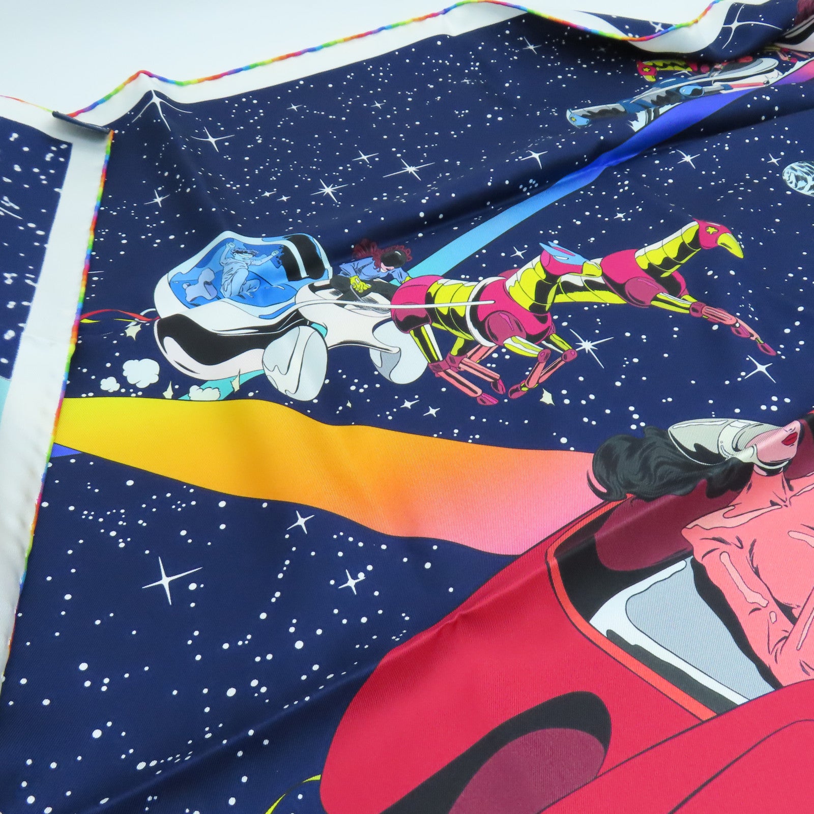 HERMES 絲質Scarf絲巾藍色/綠色