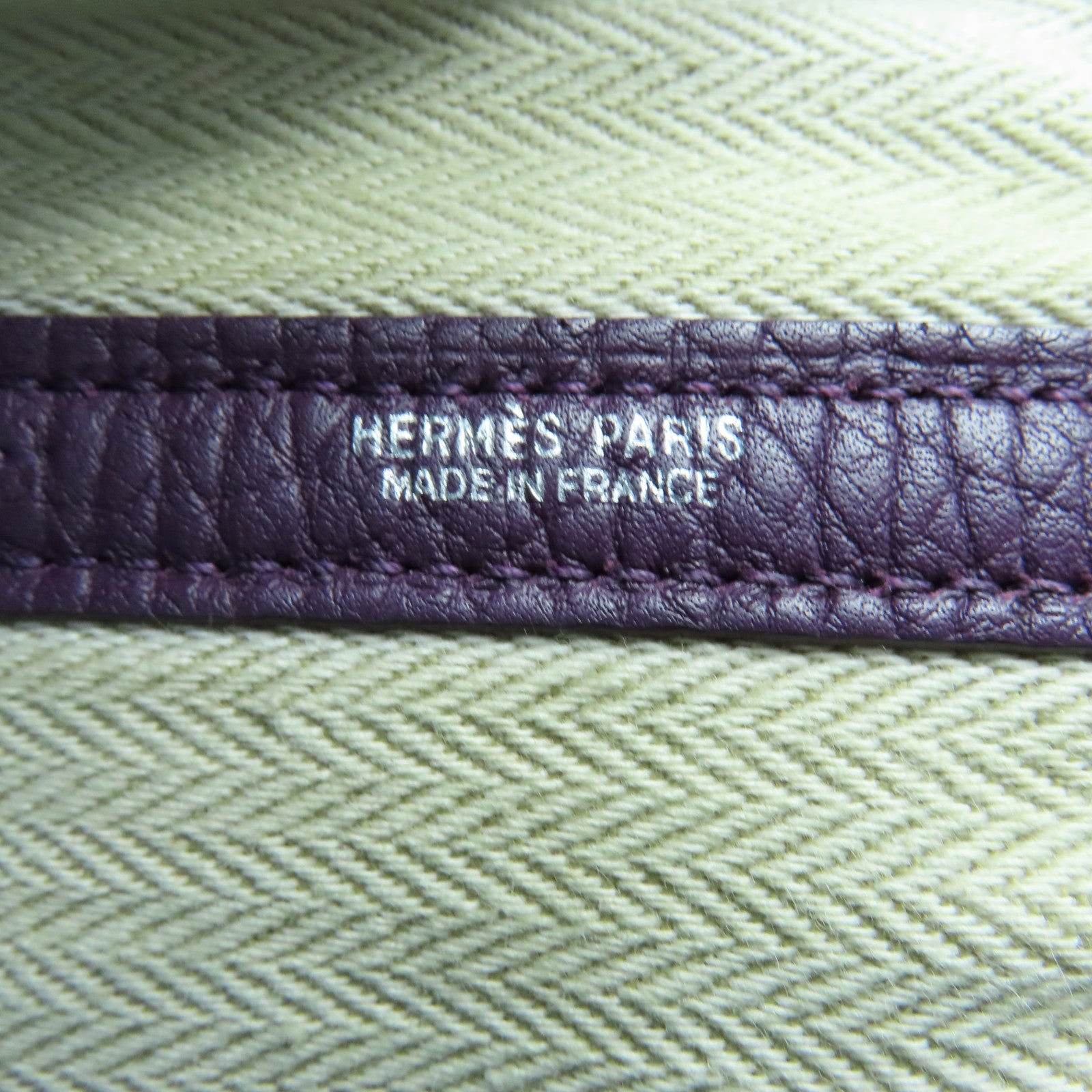 HERMES Clemence皮革Garden Party PM銀扣手挽袋海葵紫色