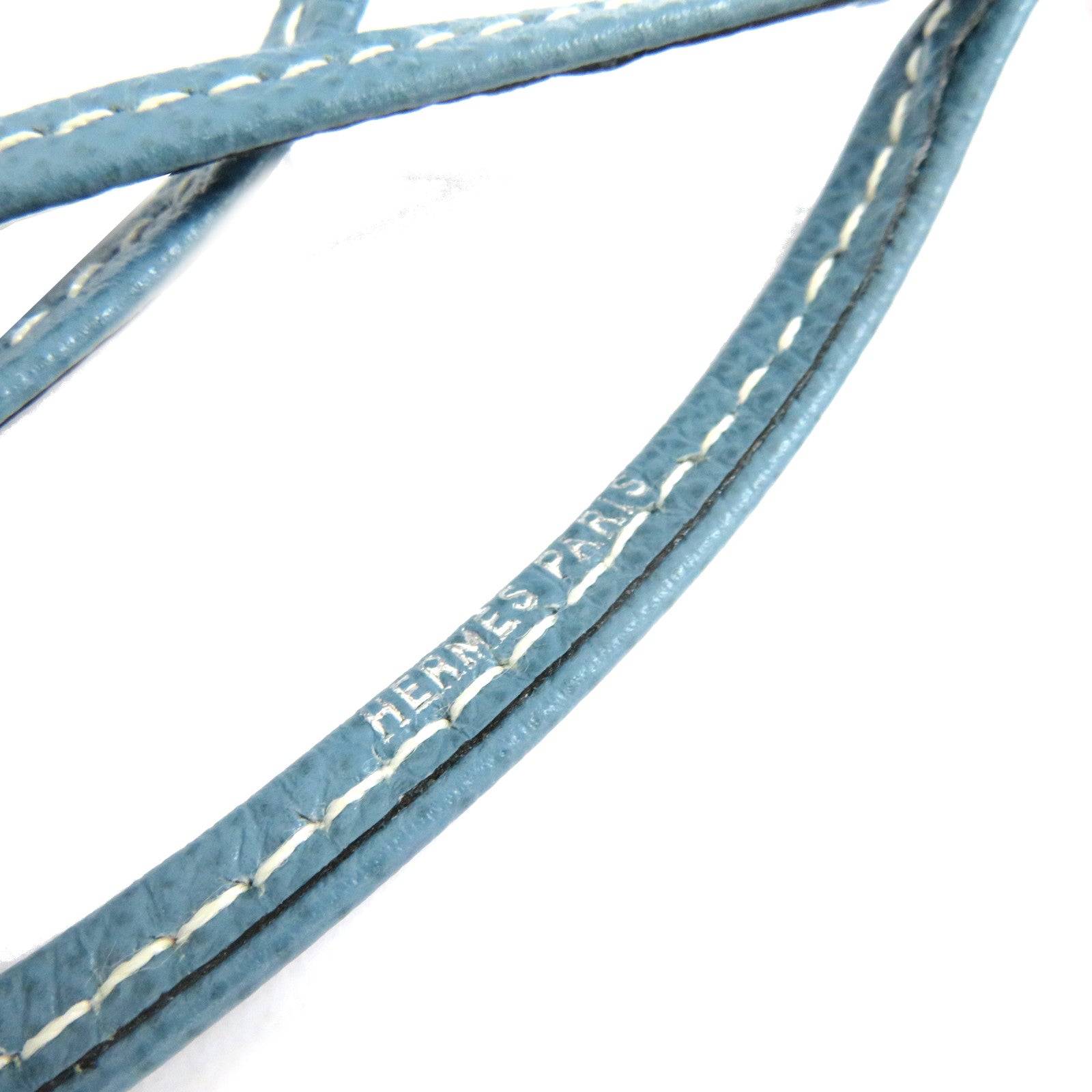 HERMES 【激減優惠】牛皮皮革Necklace/Charm項鏈/掛飾淺藍色