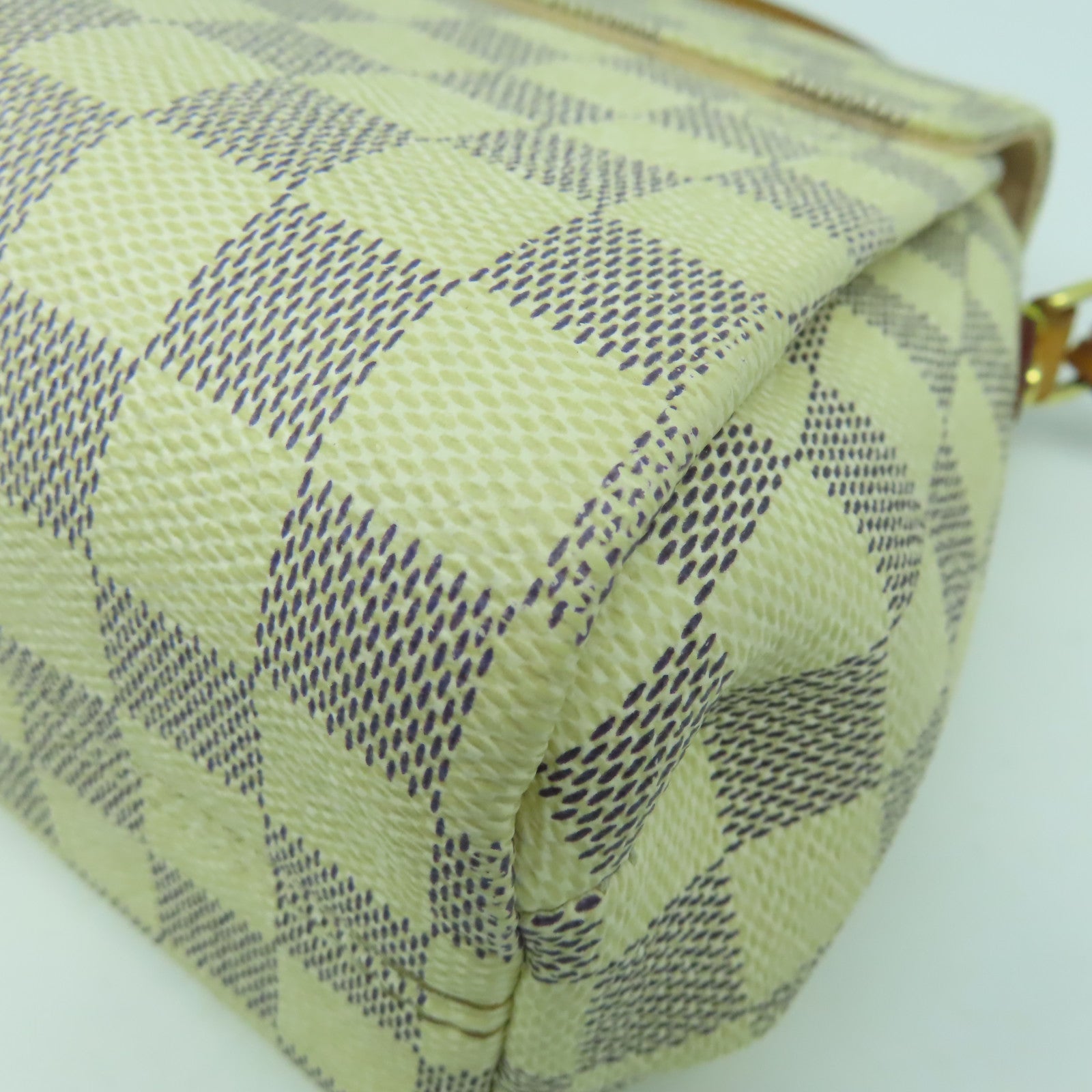 LOUIS VUITTON Damier Azur Croisette金扣手挽肩背兩用袋啡色/白色