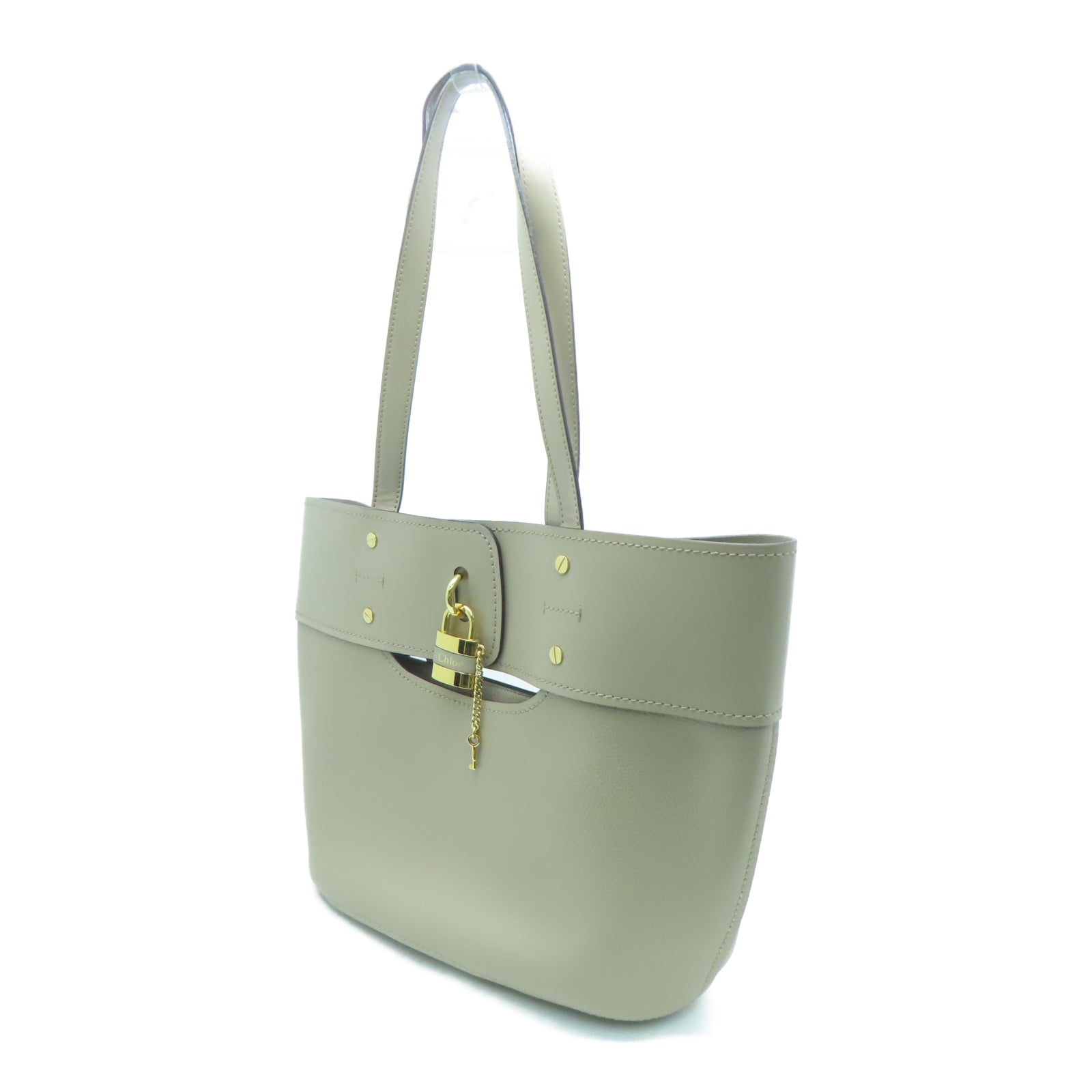 Chloe 牛皮皮革Shoulder Bag金扣肩背袋米色