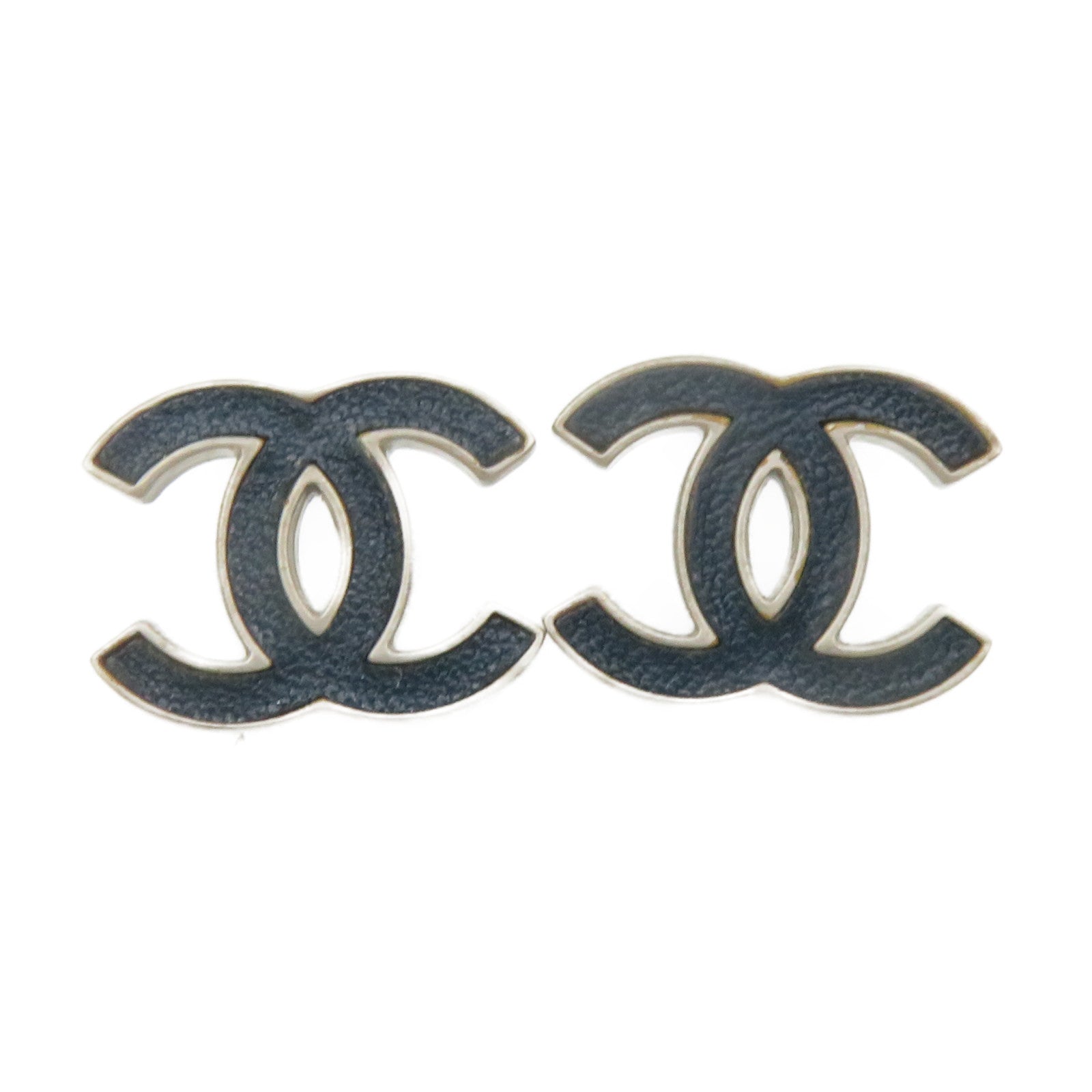 CHANEL 金屬CC Earrings耳環藍色/銀色