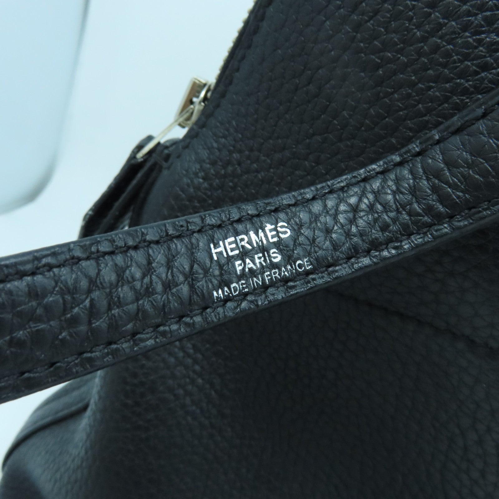 HERMES Clemence皮革Bolide 31銀扣手挽袋黑色