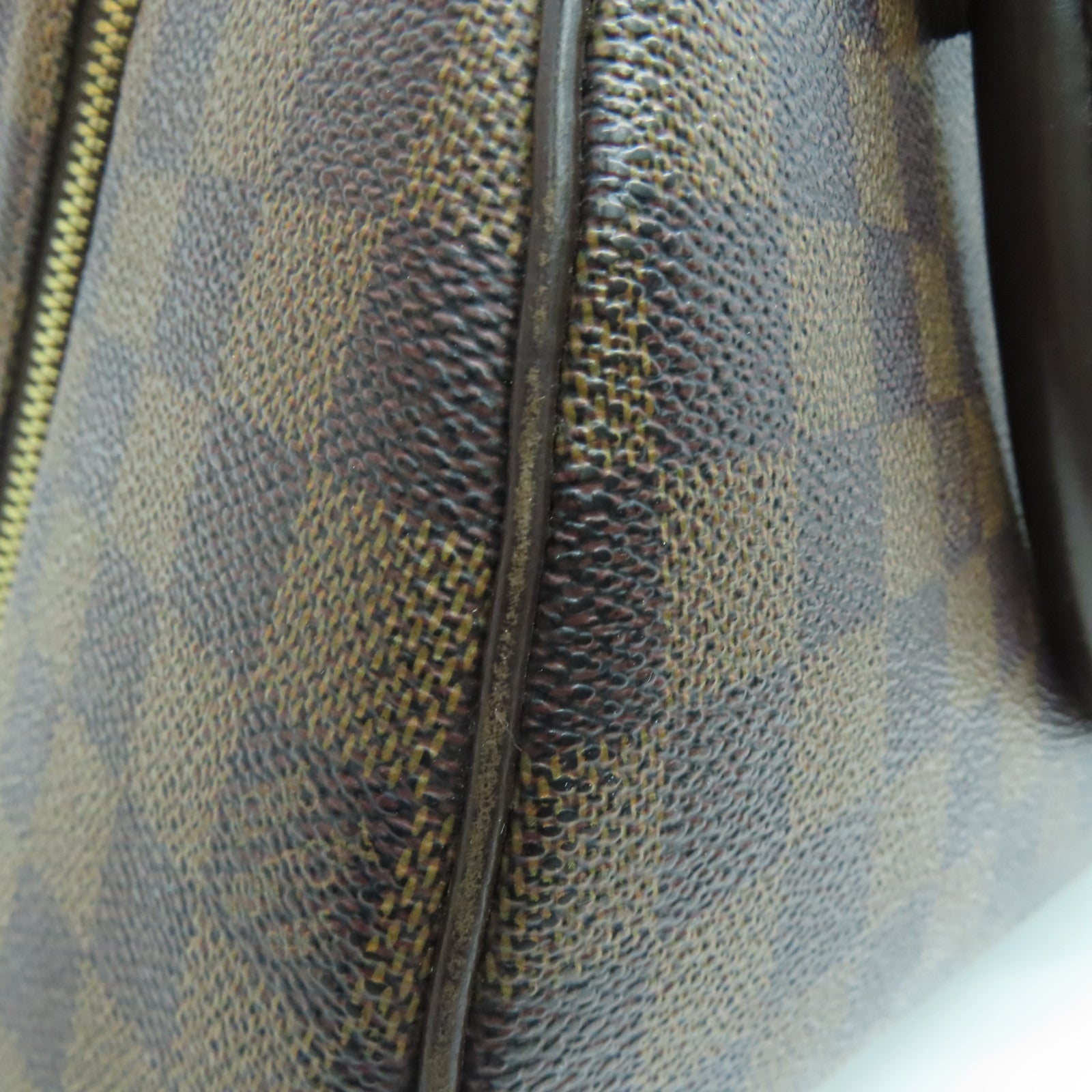 LOUIS VUITTON Damier Ribera MM Handbag gold buckle handle bag brown N41434