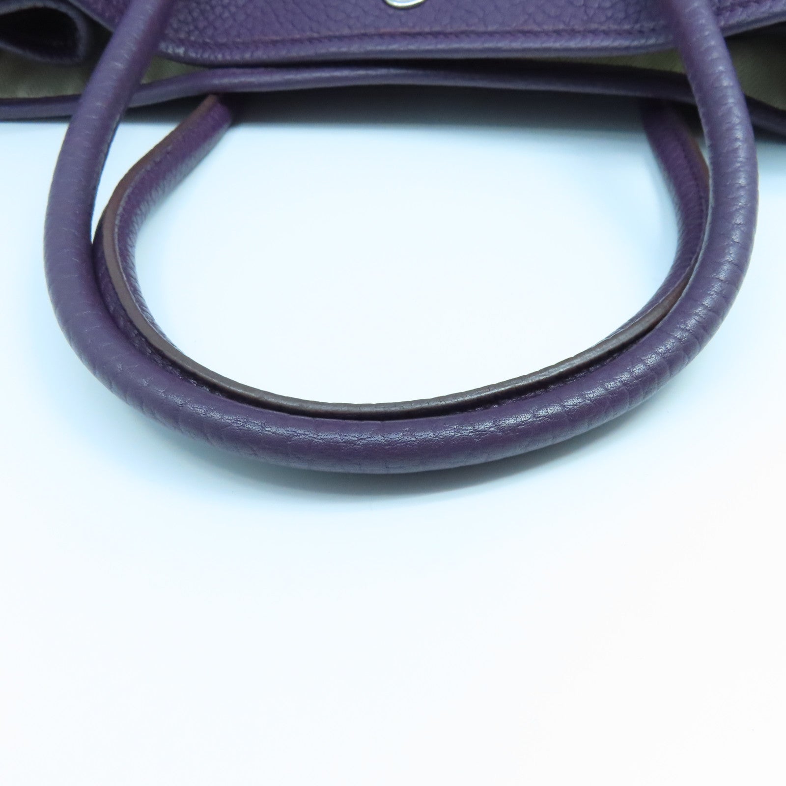 HERMES Clemence皮革Garden Party PM銀扣手挽袋海葵紫色
