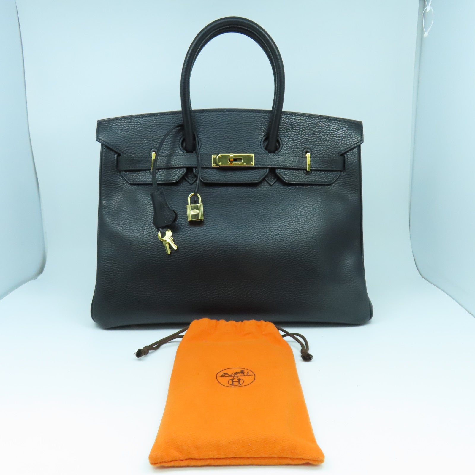 HERMES Ardennes皮革Birkin 35金扣手挽袋黑色