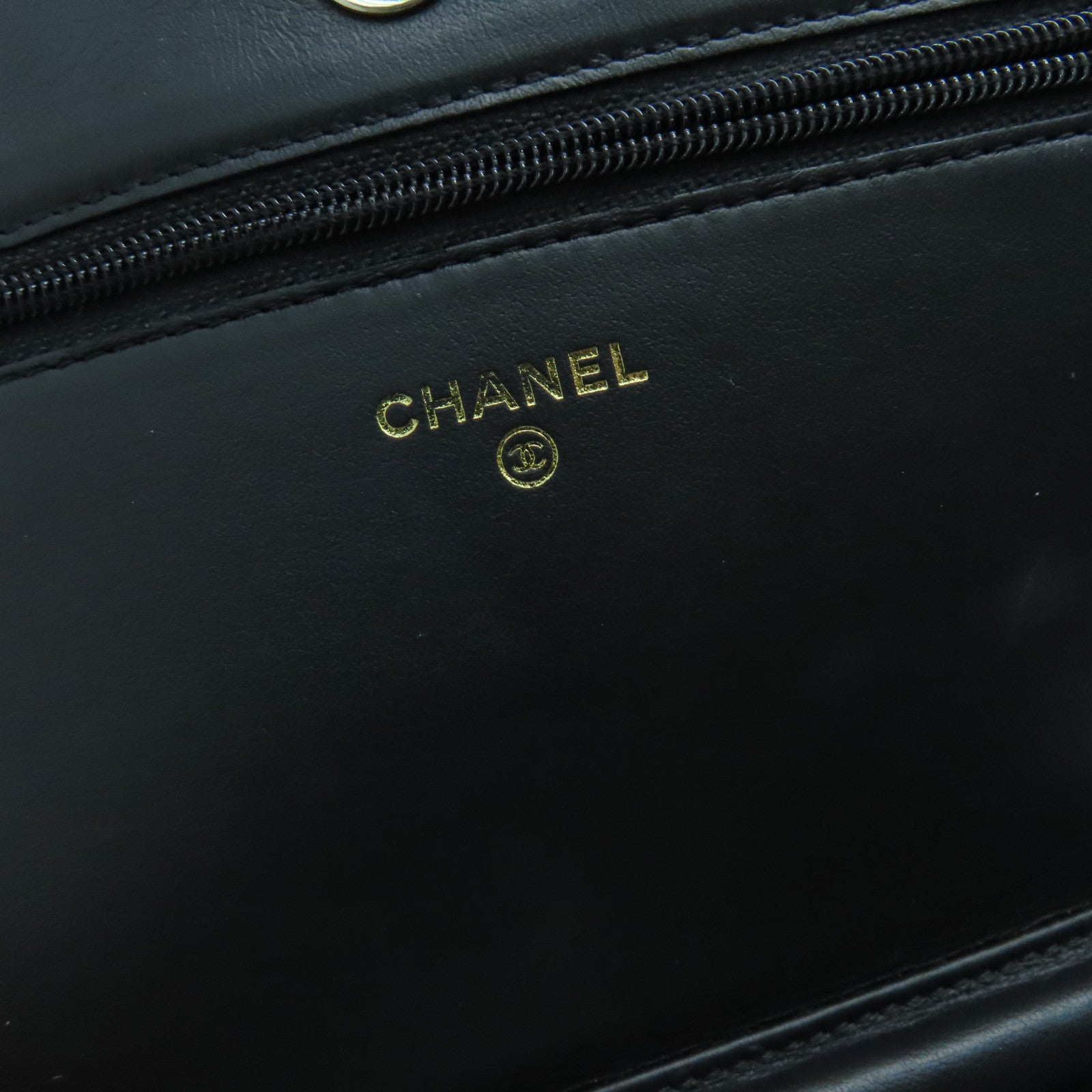 CHANEL 菱格牛皮皮革Wallet on chain链带肩背袋金扣黑色