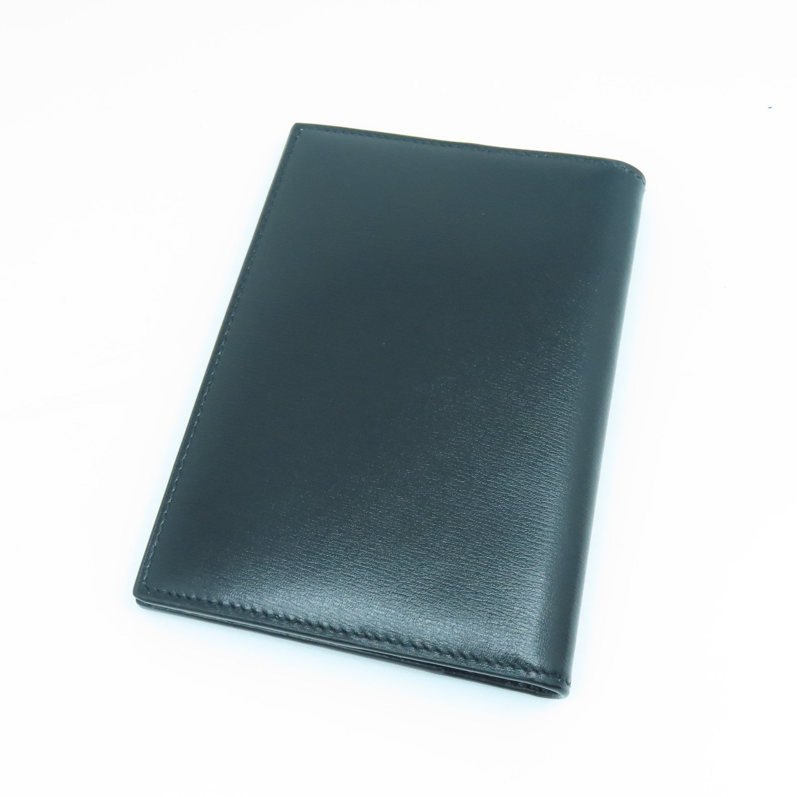 SAINT LAURENT Calfskin Leather Wallet Gold Buckle Wallet Black