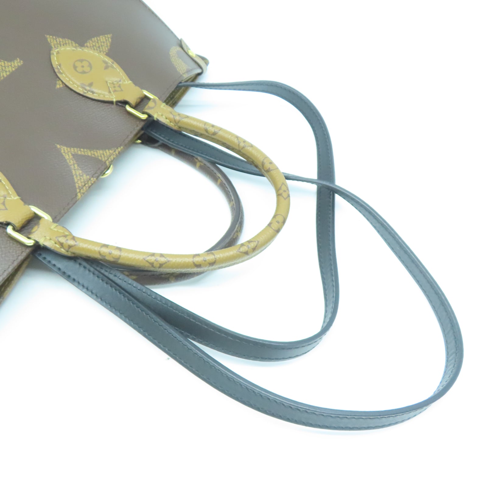 LOUIS VUITTON Monogram Giant On The Go MM金扣手挽肩背兩用袋棕色