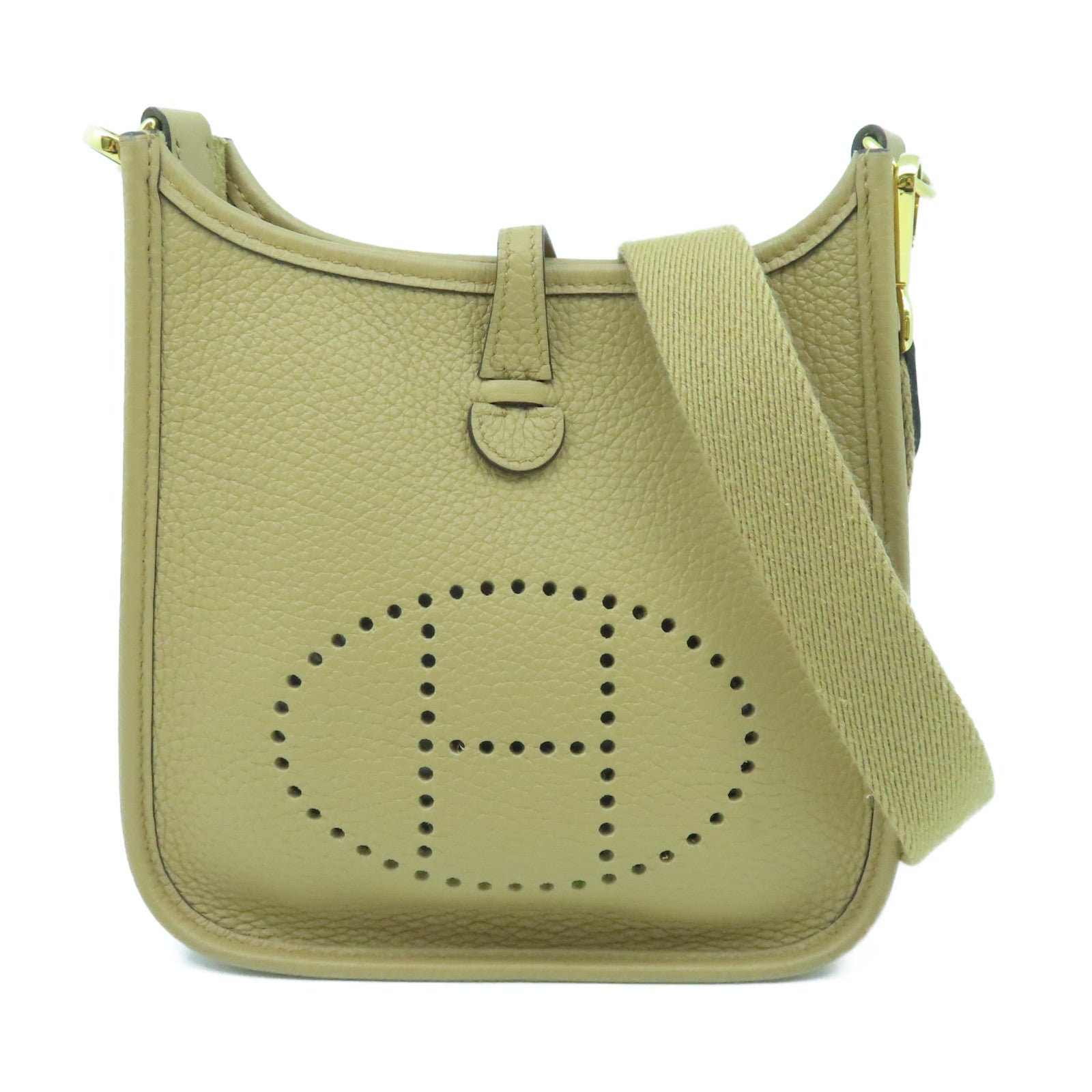 HERMES 【激減優惠】Clemence皮革Evelyne TPM金扣肩背袋棕色