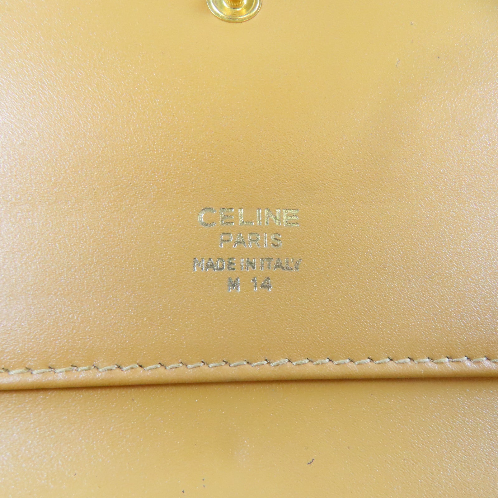 CELINE 塗層帆布/皮革Long Wallet金扣長錢包米色/淺啡色
