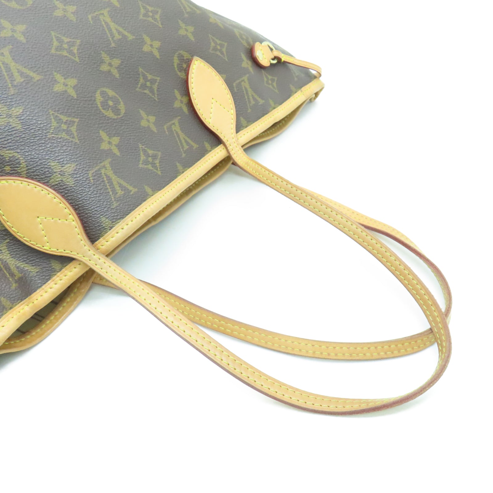 LOUIS VUITTON Monogram Neverfull MM金扣手挽袋棕色