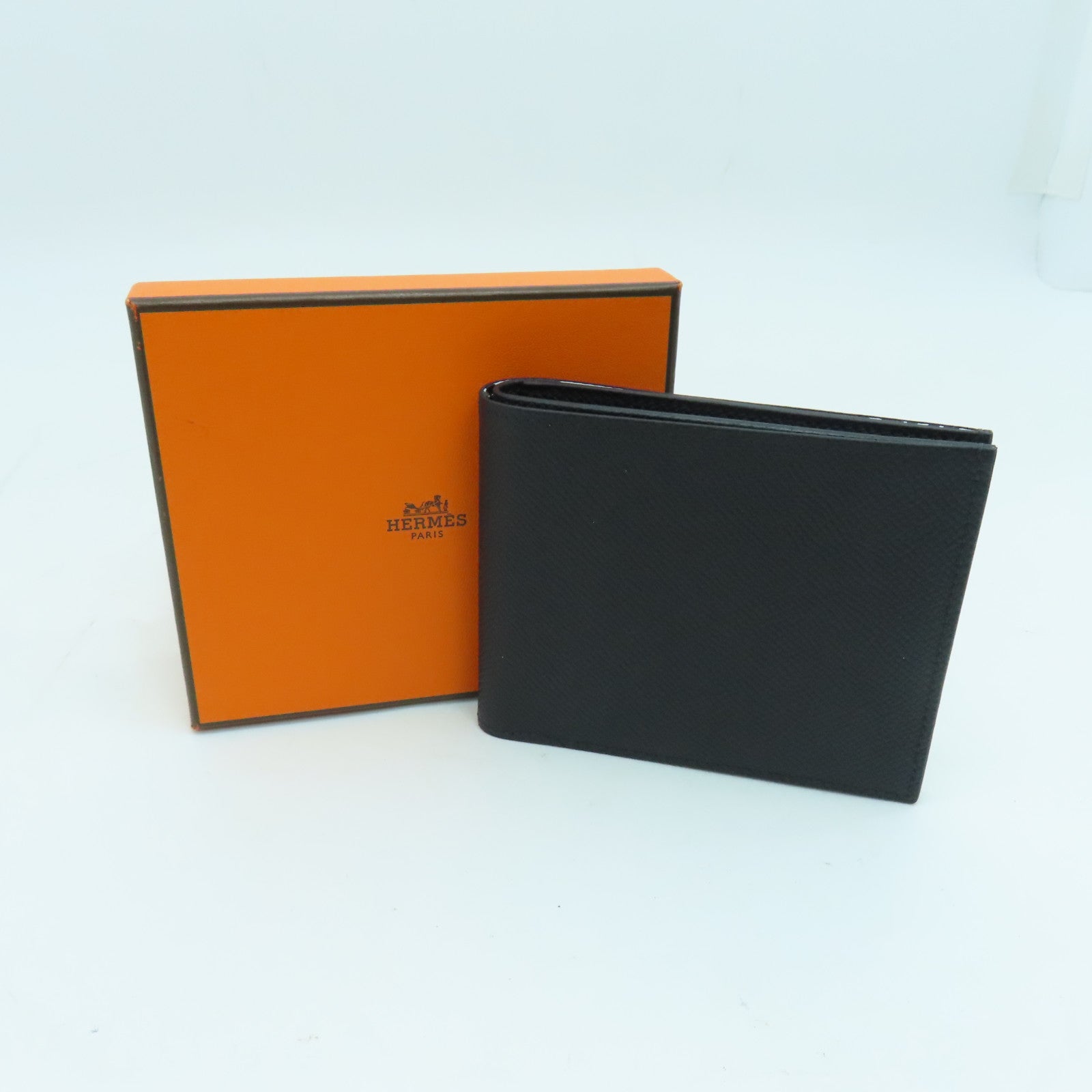 HERMES Epsom皮革Citizen Twill Compact Wallet錢包黑色