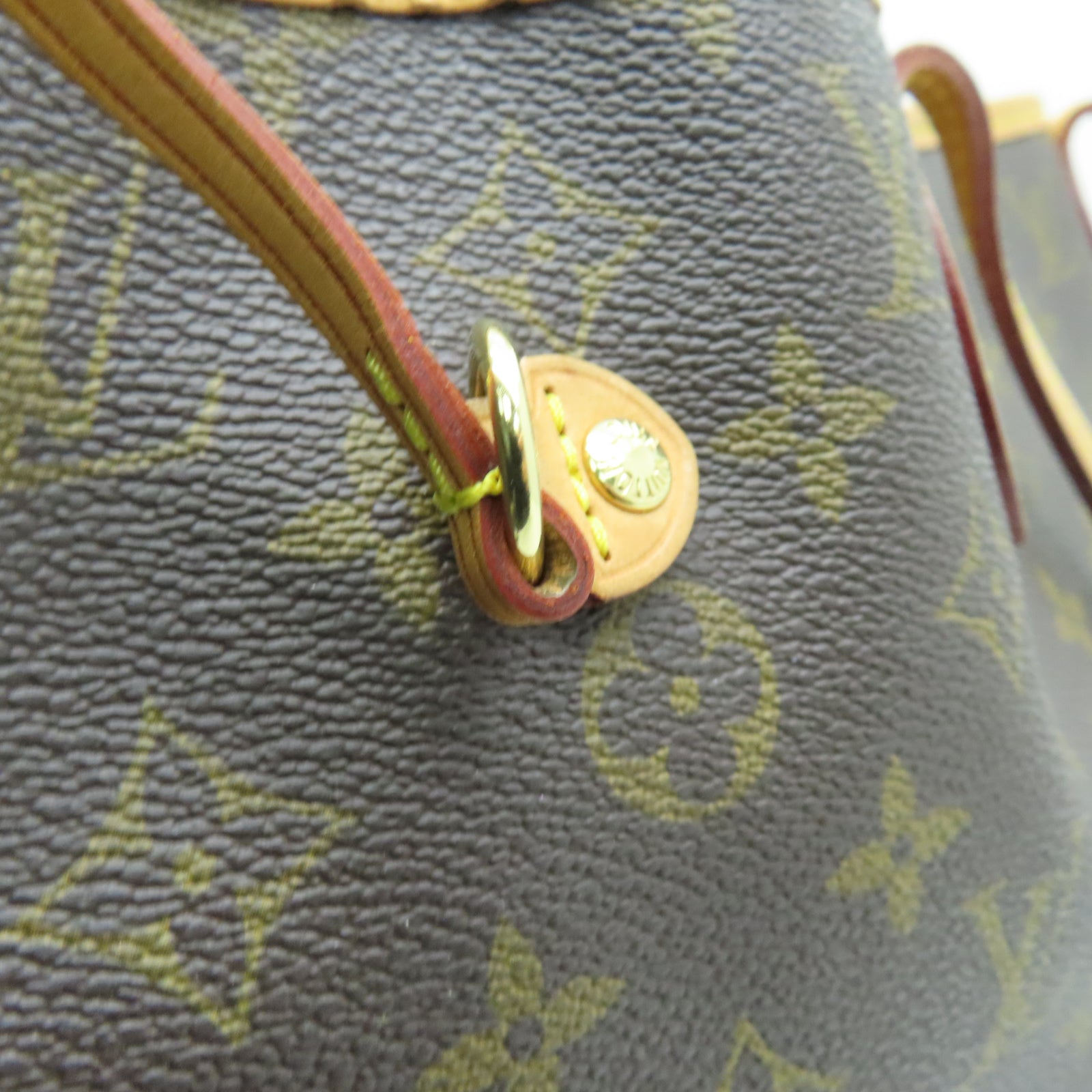 LOUIS VUITTON Monogram Neverfull MM金扣手挽袋棕色