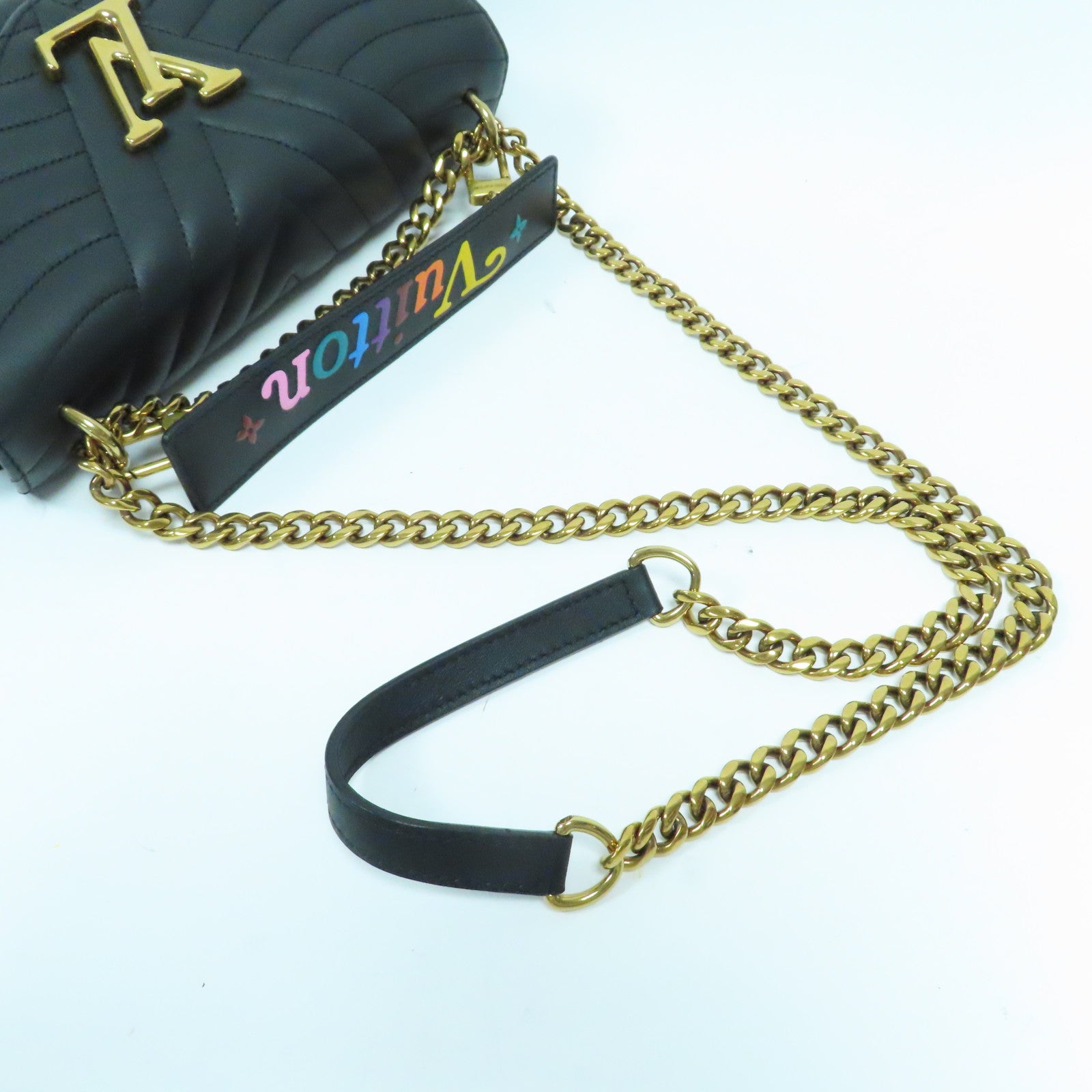 LOUIS VUITTON 牛皮皮革New Wave MM金扣手挽肩背兩用袋黑色