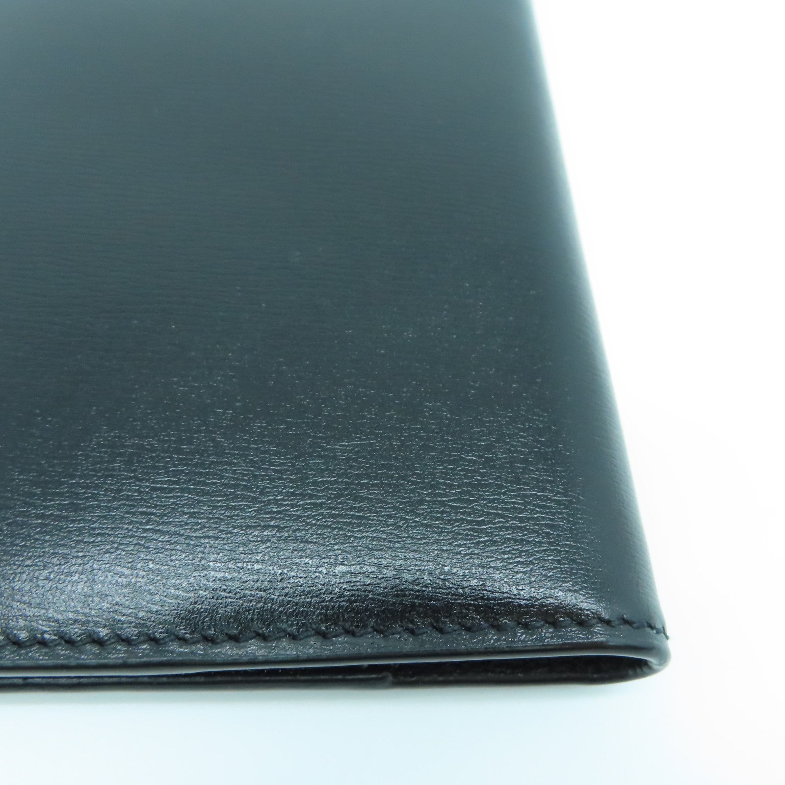 SAINT LAURENT Calfskin Leather Wallet Gold Buckle Wallet Black