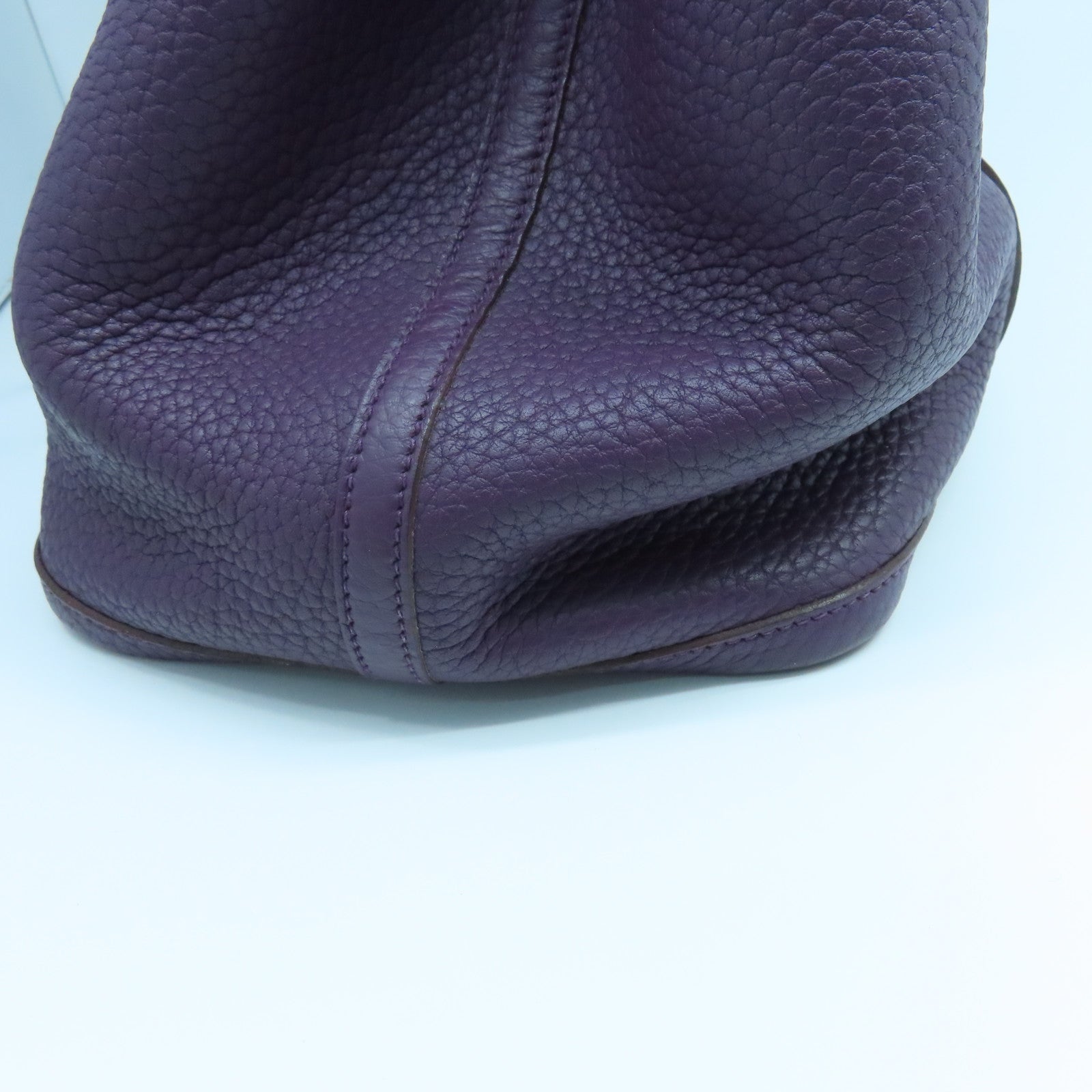 HERMES Clemence皮革Garden Party PM銀扣手挽袋海葵紫色