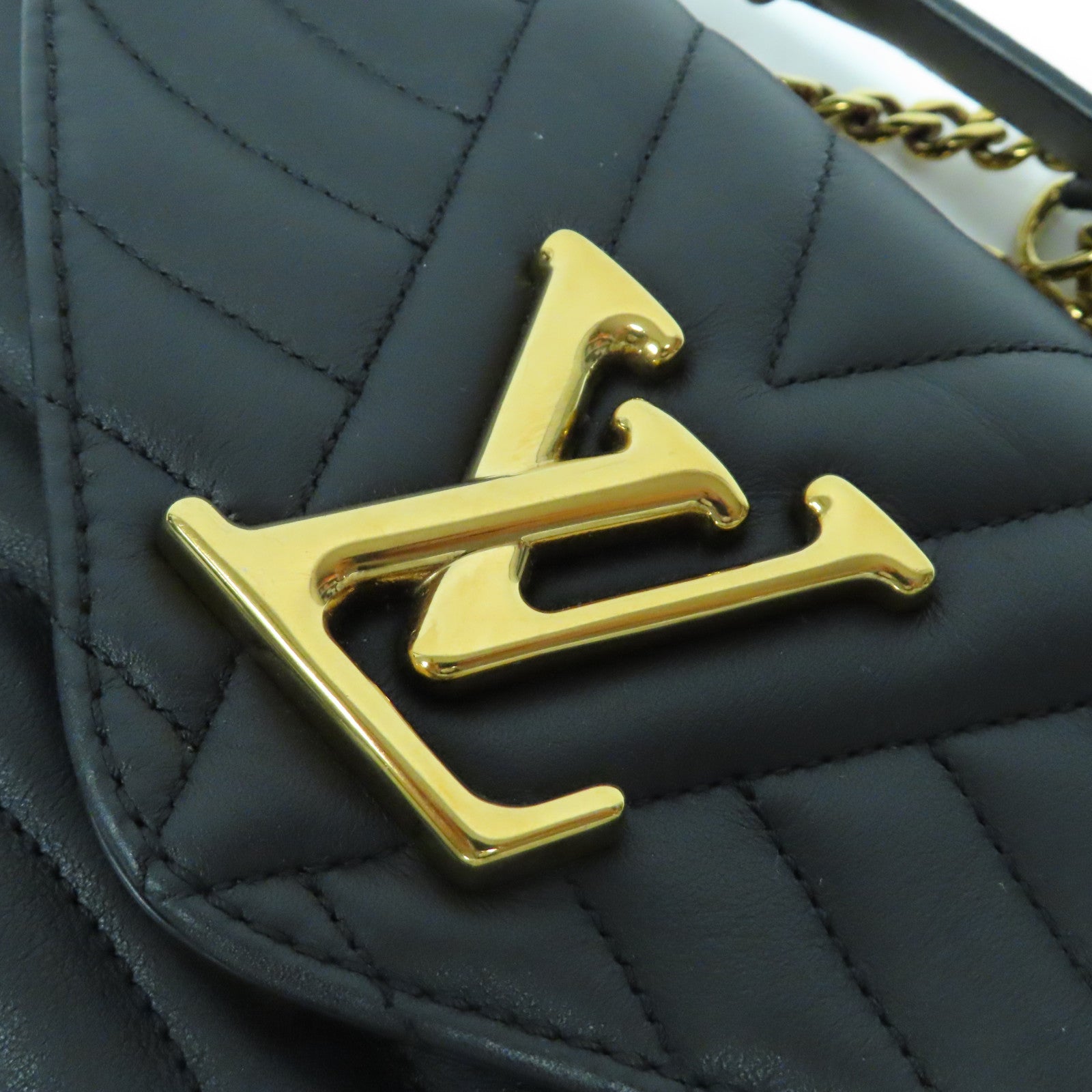 LOUIS VUITTON 牛皮皮革New Wave MM金扣手挽肩背兩用袋黑色