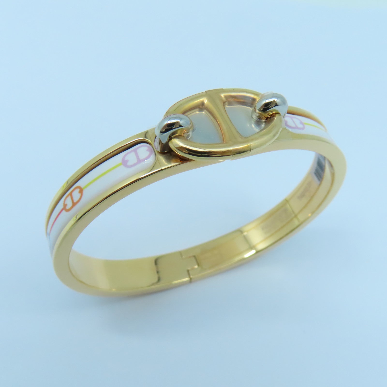 HERMES 金屬/琺瑯Bangle手鐲白色/多色