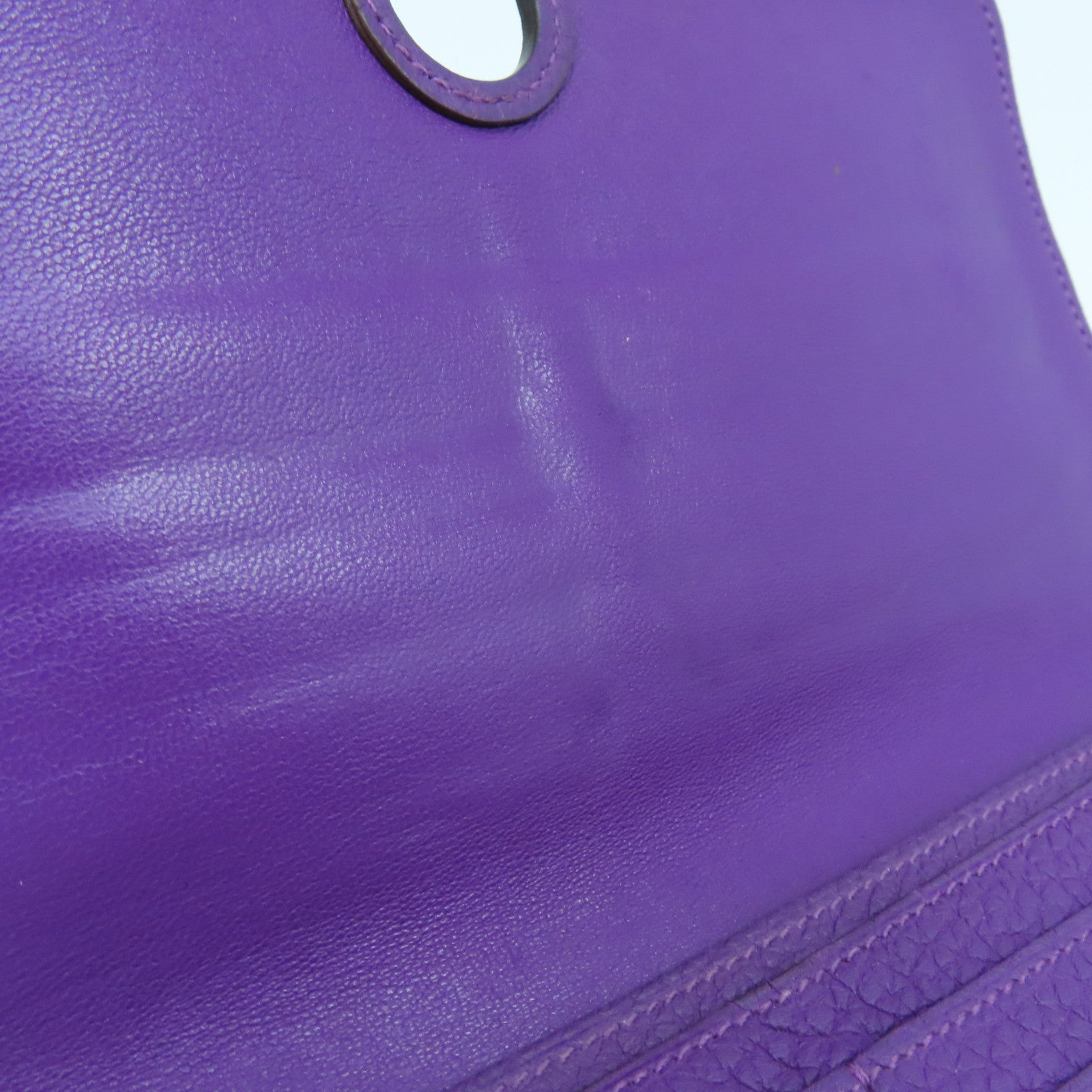 HERMES Togo Leather Dogon GM Silver Buckle Long Wallet Ultra Violet Purple