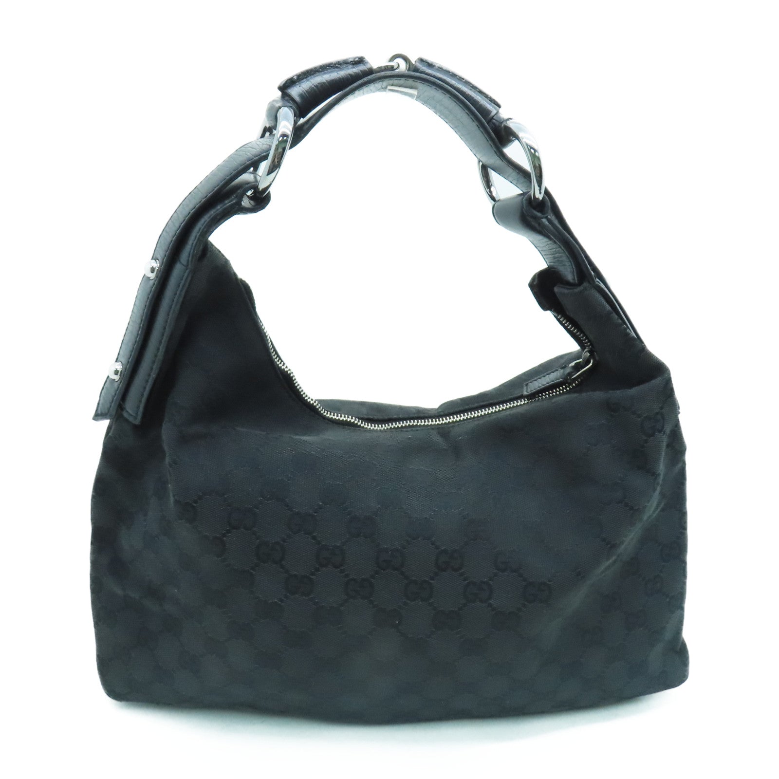 GUCCI 帆布Hand Bag手挽袋银扣黑色