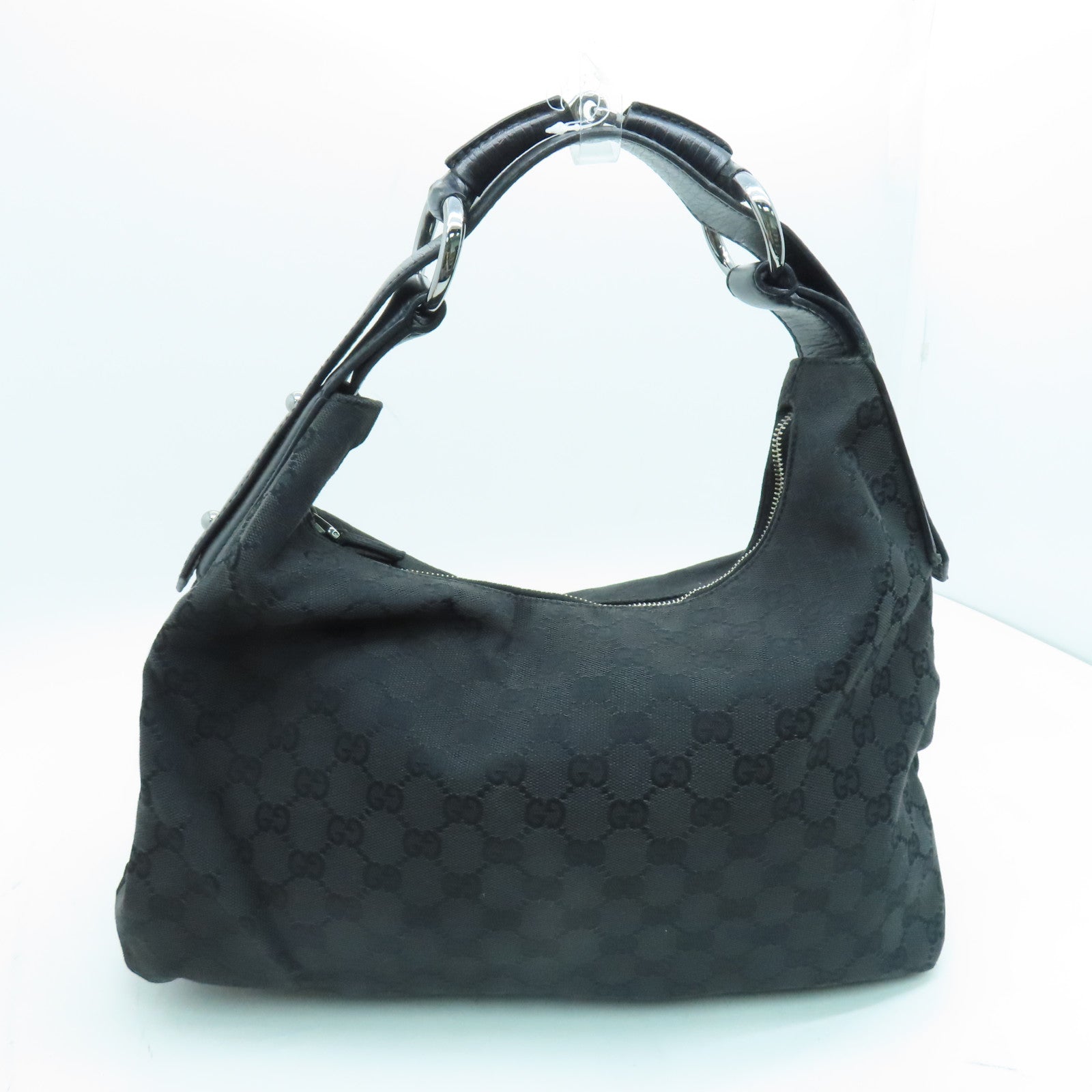 GUCCI 帆布Hand Bag手挽袋银扣黑色