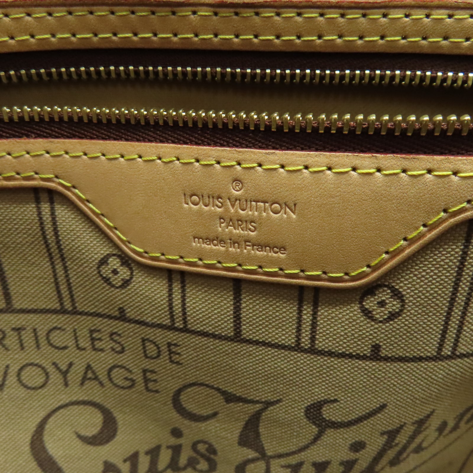 LOUIS VUITTON Monogram Neverfull MM金扣手挽袋棕色