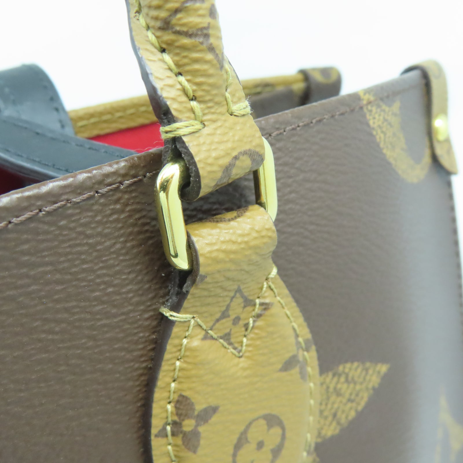 LOUIS VUITTON Monogram Giant On The Go MM金扣手挽肩背兩用袋棕色