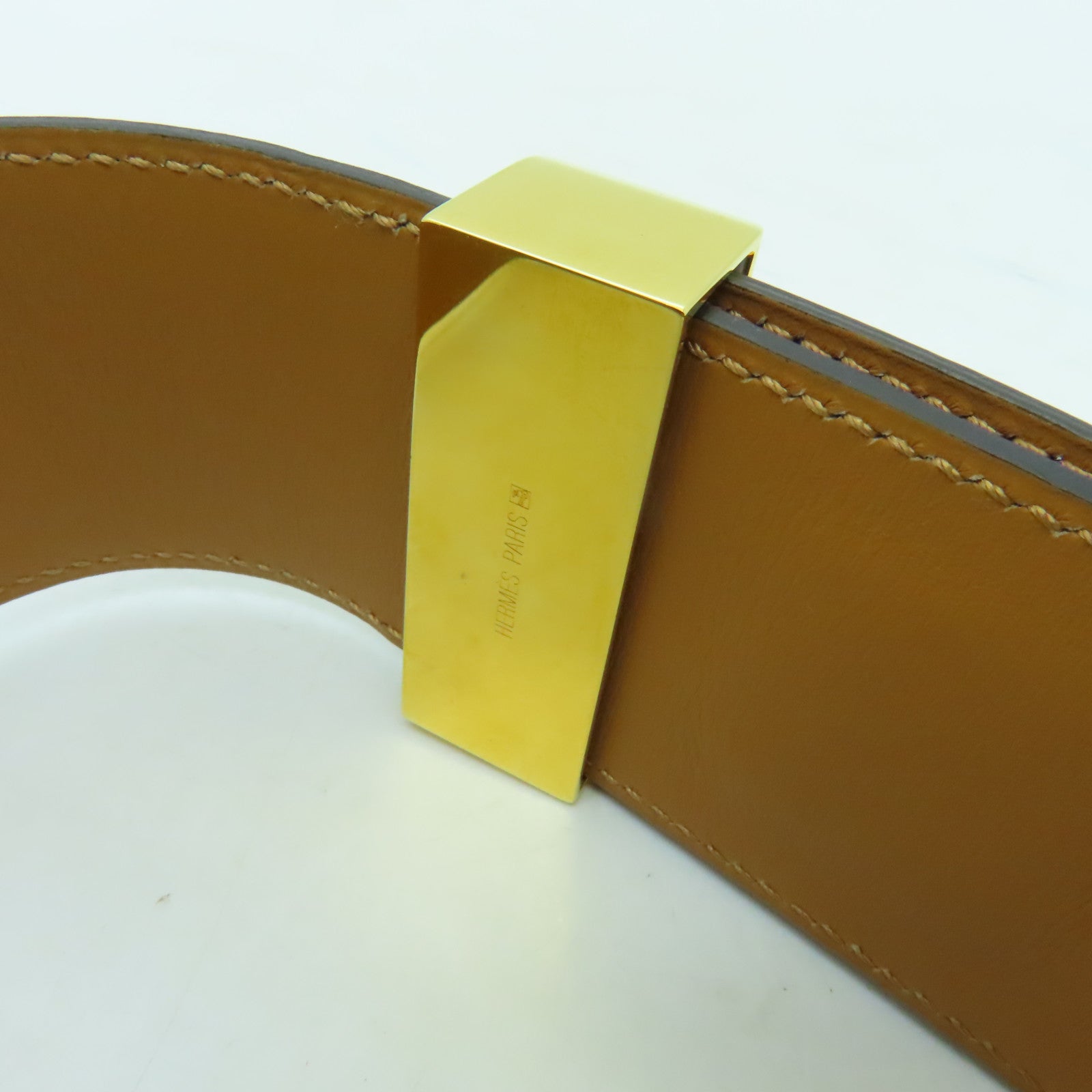 HERMES Epsom皮革COLLIER DE CHIEN BELT金扣皮帶紫色