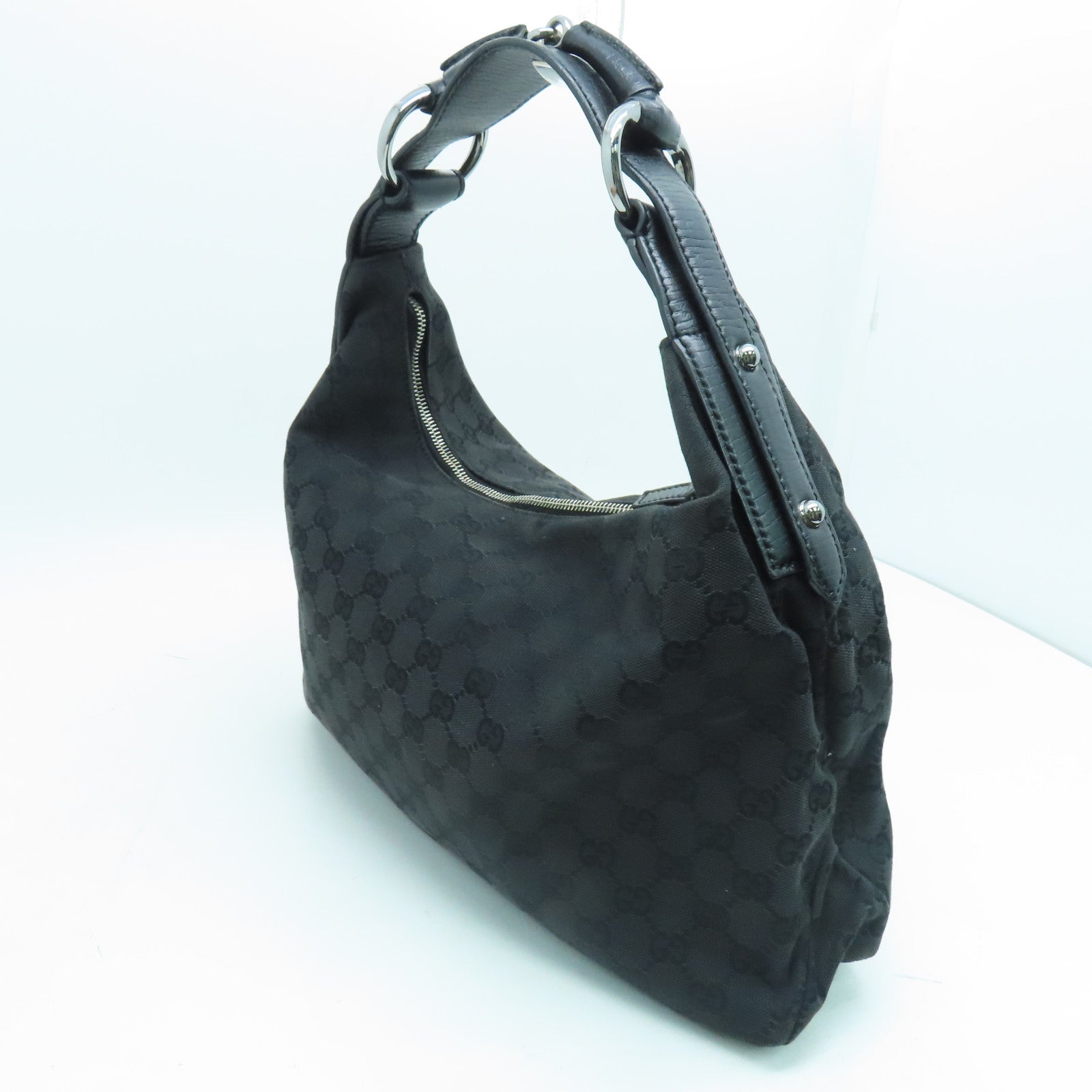 GUCCI 帆布Hand Bag手挽袋银扣黑色